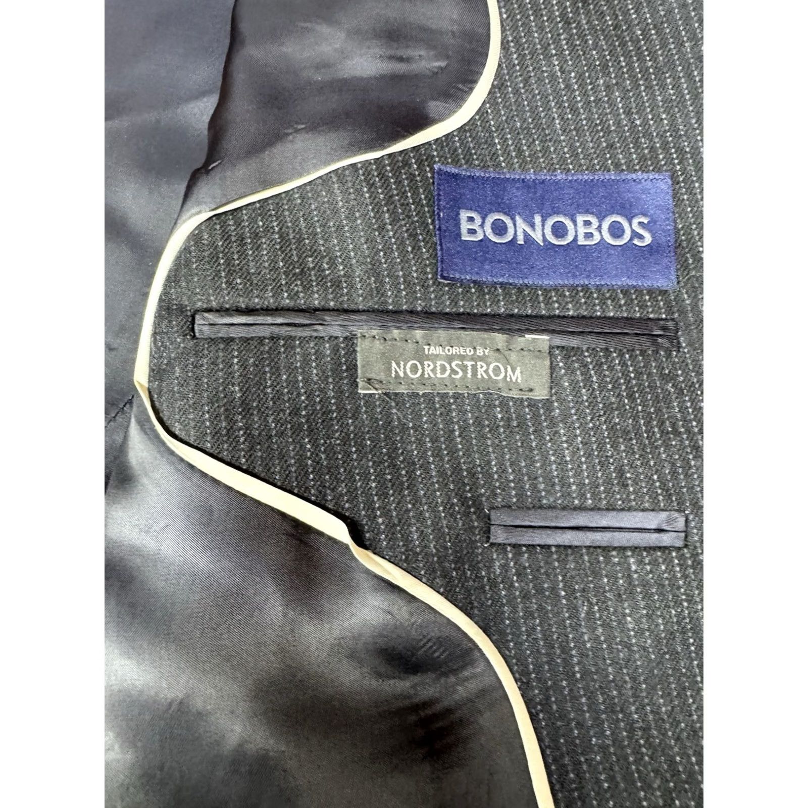 Bonobos Bonobos Blazer Mens 42R Blue Marzotto Striped Italian Wool Coat Jacket Dark Size 42R - 4 Thumbnail