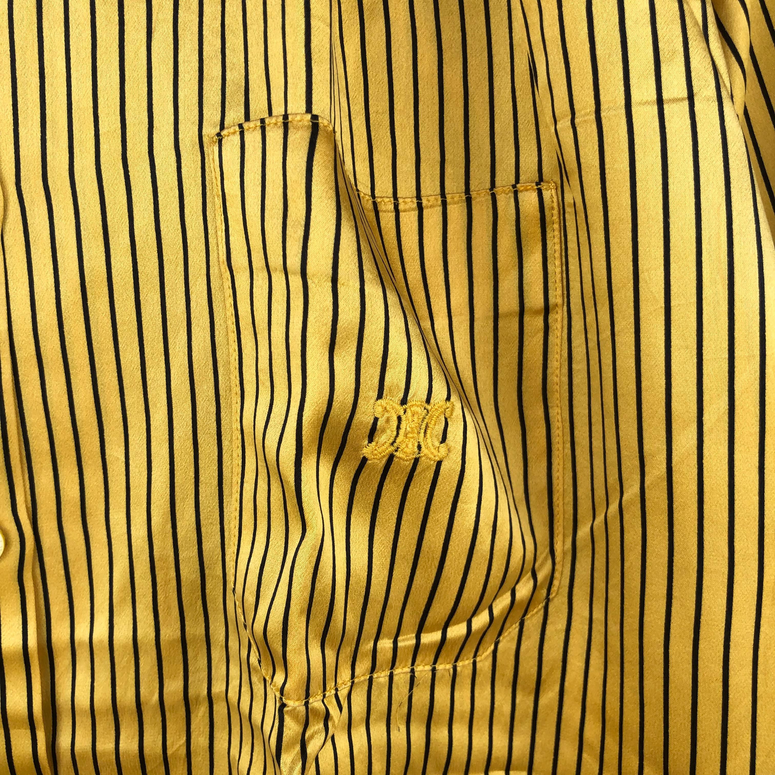Celine 1990s Celine Gold Silk Shirt by Celine Viviana Era Size M / US 6-8 / IT 42-44 - 5 Thumbnail