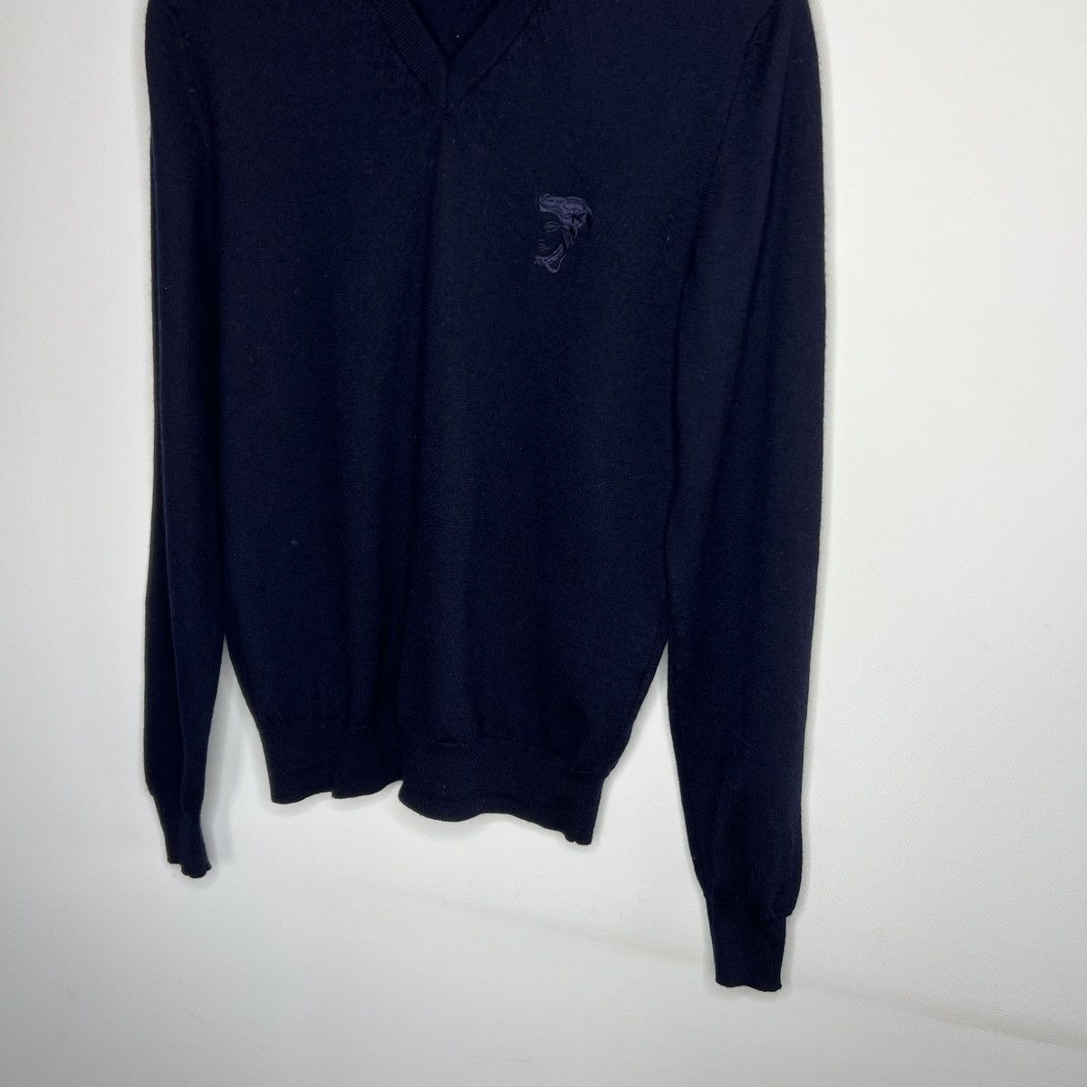 Versace Versace COLLECTION Wool Sweater Jumper Navy Size M Size US M / EU 48-50 / 2 - 2 Thumbnail