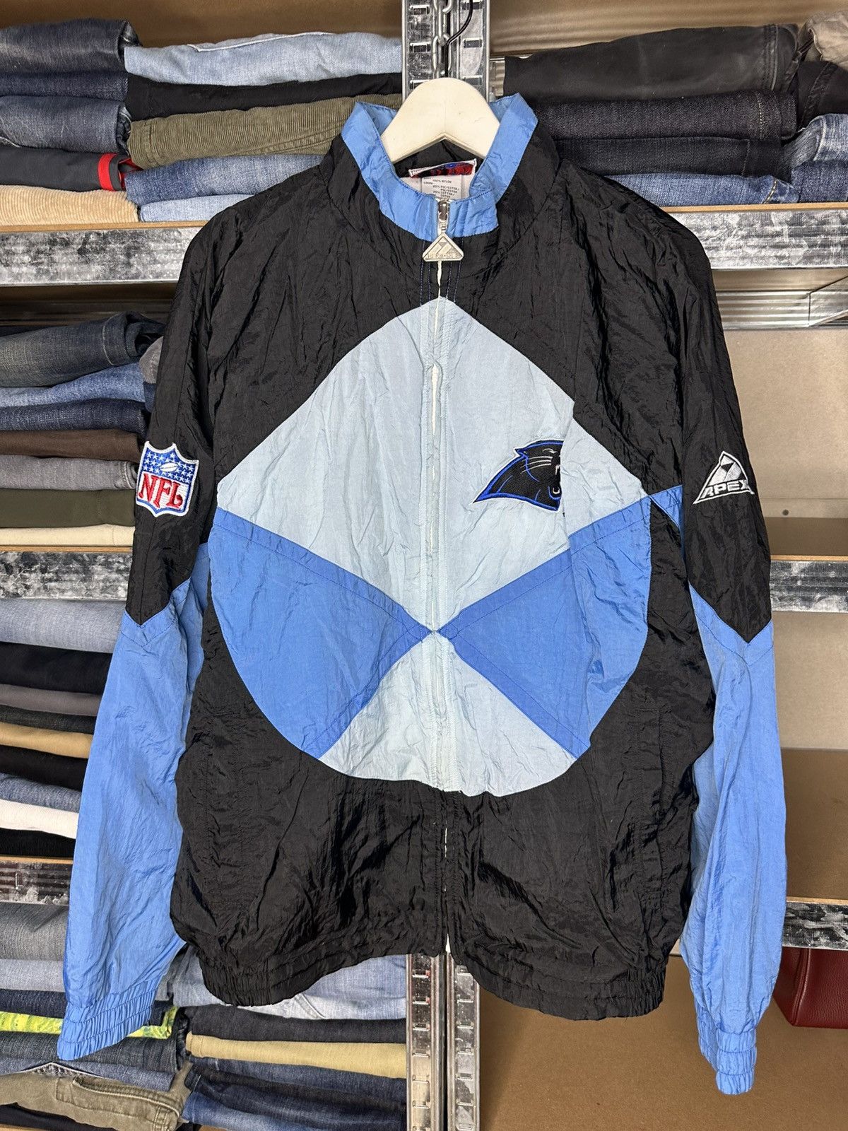 Apex Carolina Panthers 1990's Apex Full zip Jacket Windbreaker Size US L / EU 52-54 / 3 - 1 Thumbnail