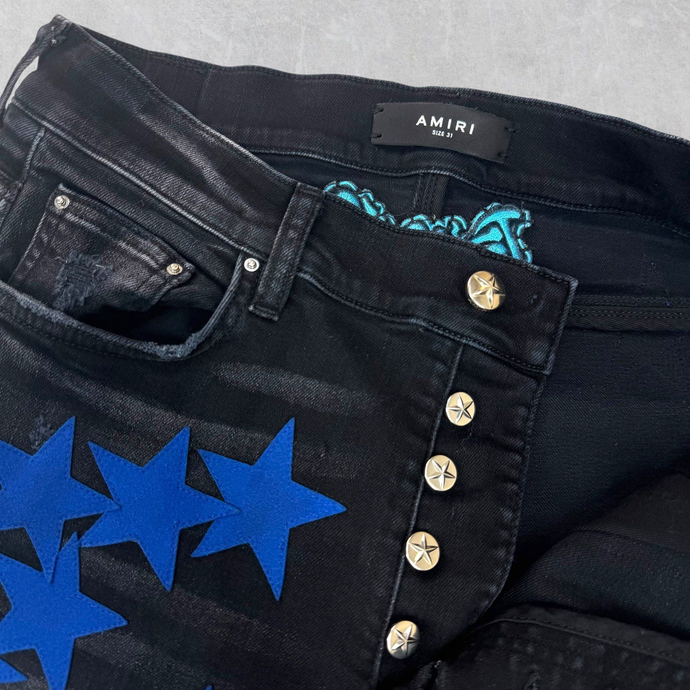 Amiri Amiri x Chemist Blue Suede Star Black Jeans 31 Size US 31 - 4 Thumbnail