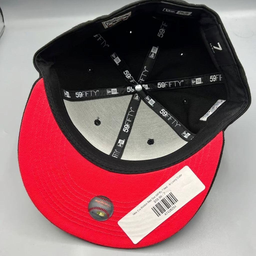 New Era Boston Red Sox Hat Men 7 Black In Living Color Fitted Cap Size ONE SIZE - 5 Thumbnail