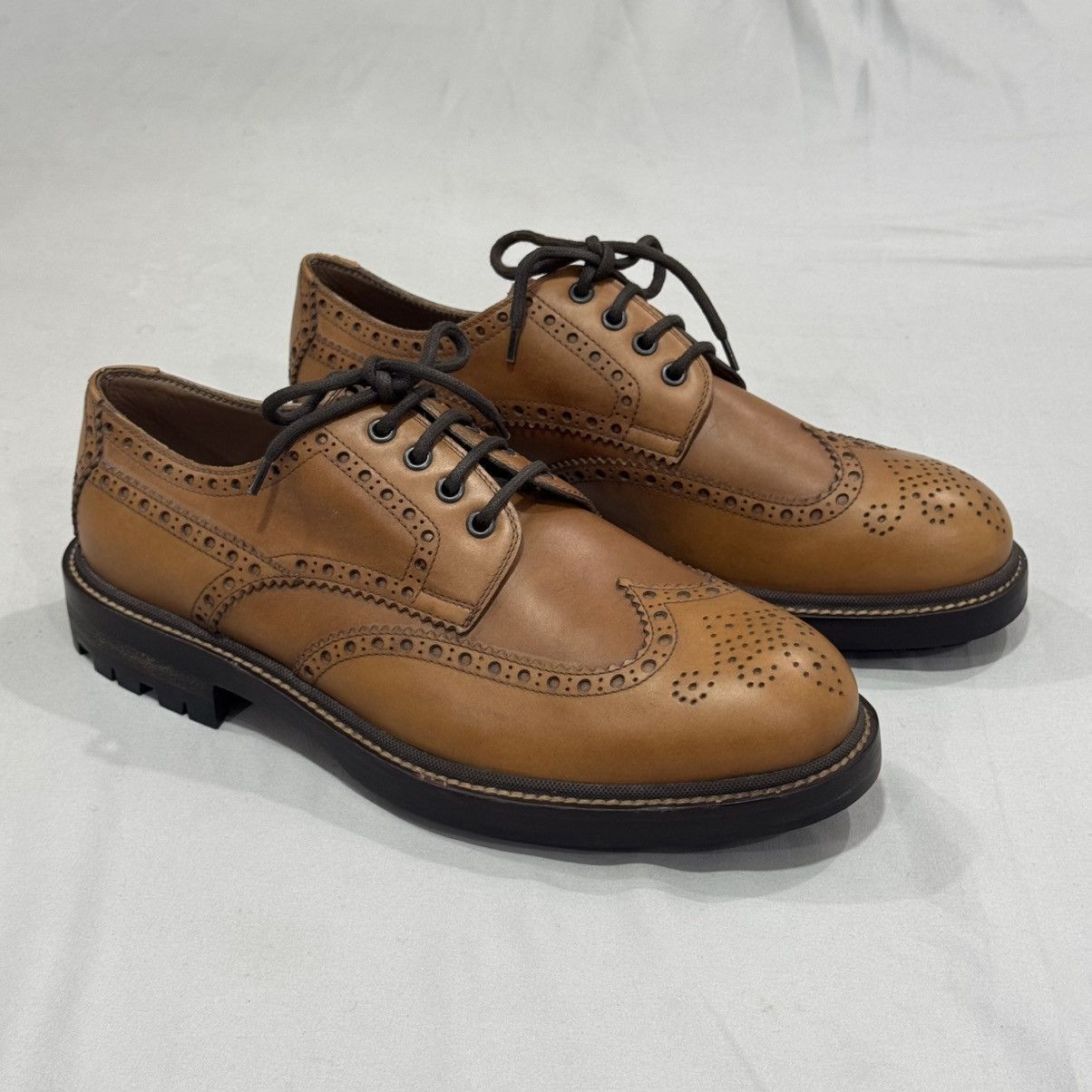 Brunello Cucinelli Brunello Cucinelli Wingtip Brogue Leather Shoes – Brown 🔥 Size US 10.5 / EU 43-44 - 4 Thumbnail