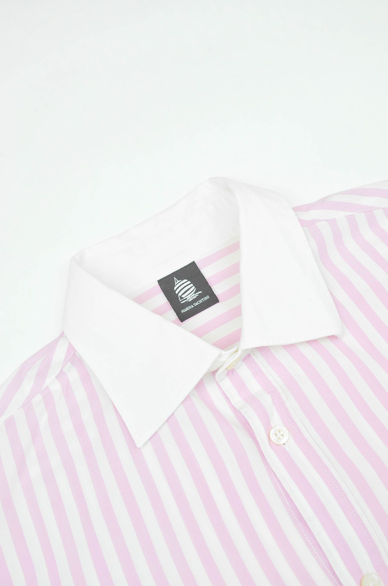 Designer Marina Yachting Striped Pink White Cotton Casual Shirt M Size US M / EU 48-50 / 2 - 7 Thumbnail