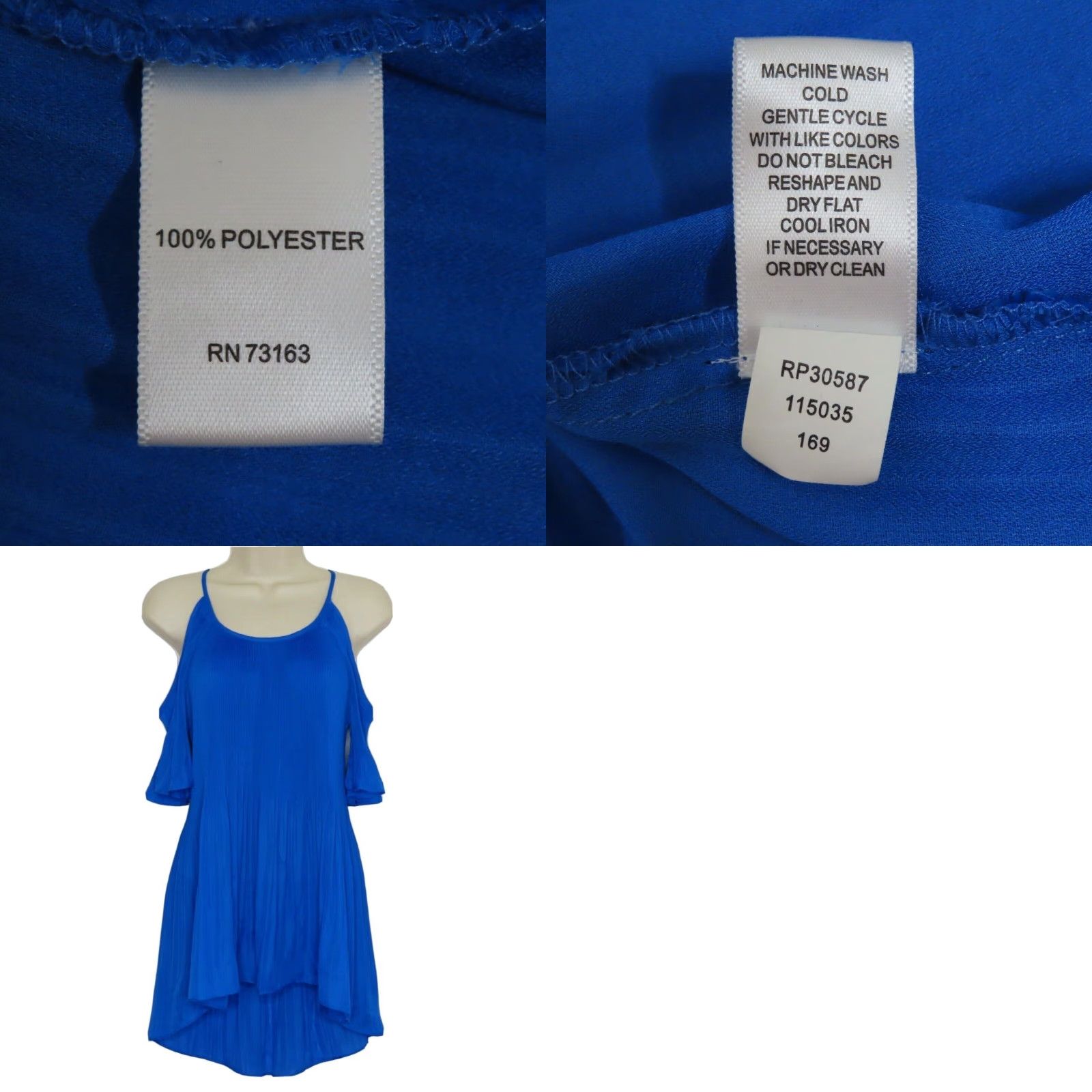 Vintage Spense Womens Medium Solid Blue Pleated Cold Shoulder Hi Low Blouse Shirt Work Size M / US 6-8 / IT 42-44 - 8 Thumbnail