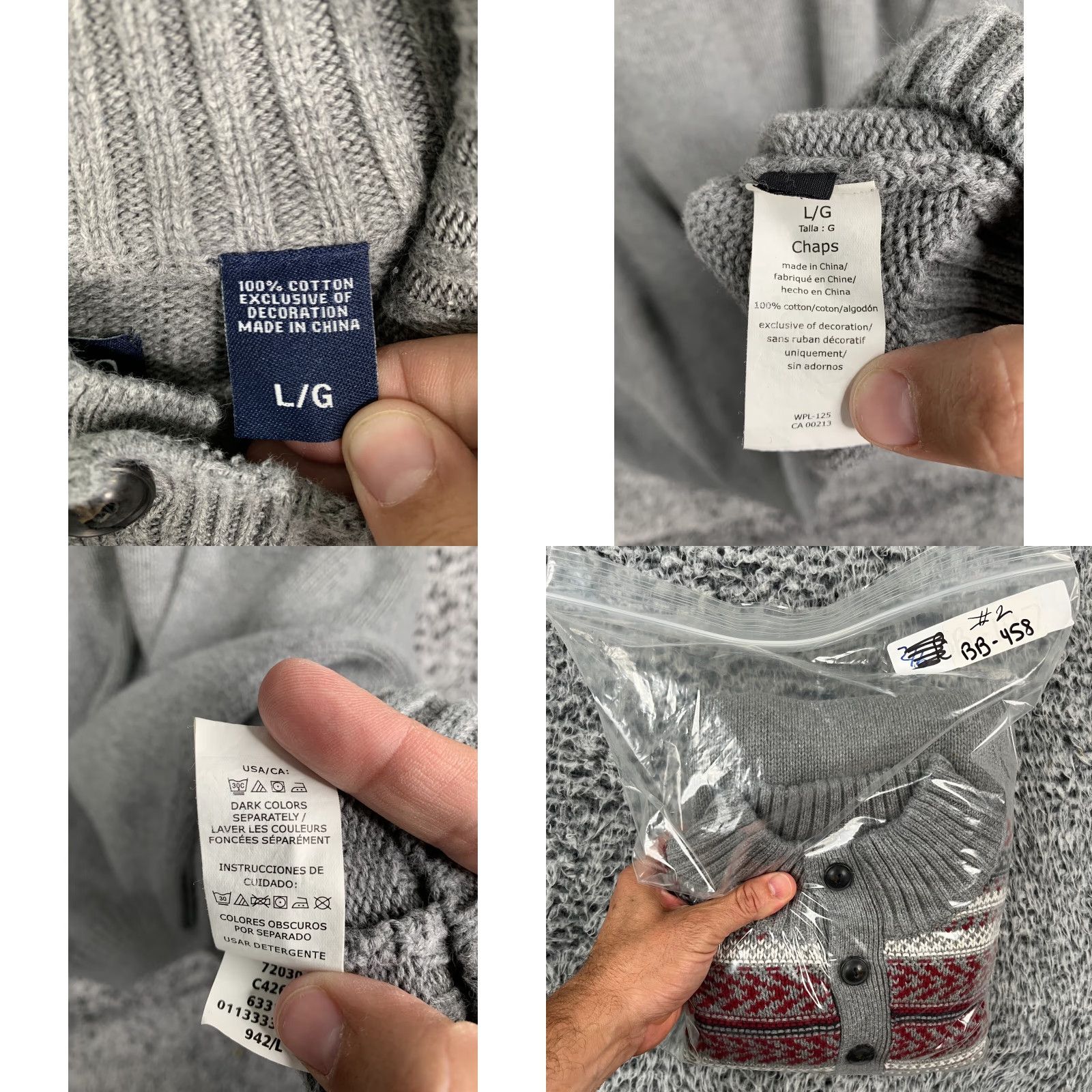 Chaps Chaps Pullover Sweater Mens L Gray Henley Mock Neck Cable-Knit Button Shuffle Detailed Craftmanship Size US L / EU 52-54 / 3 - 8 Thumbnail