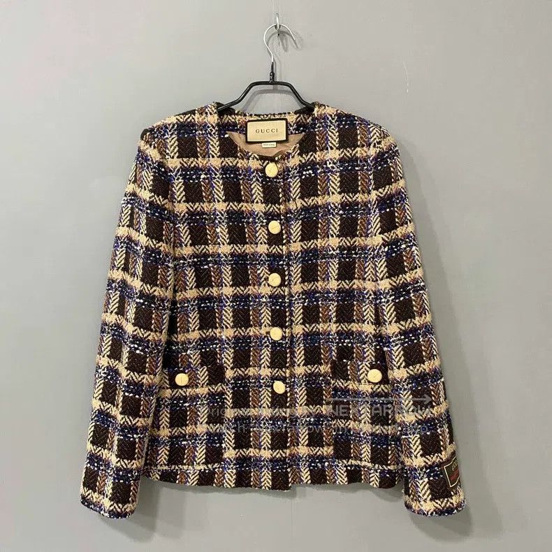 Gucci Gucci Small fragrant style gold plaid coat Size XS / US 0-2 / IT 36-38 - 1 Thumbnail