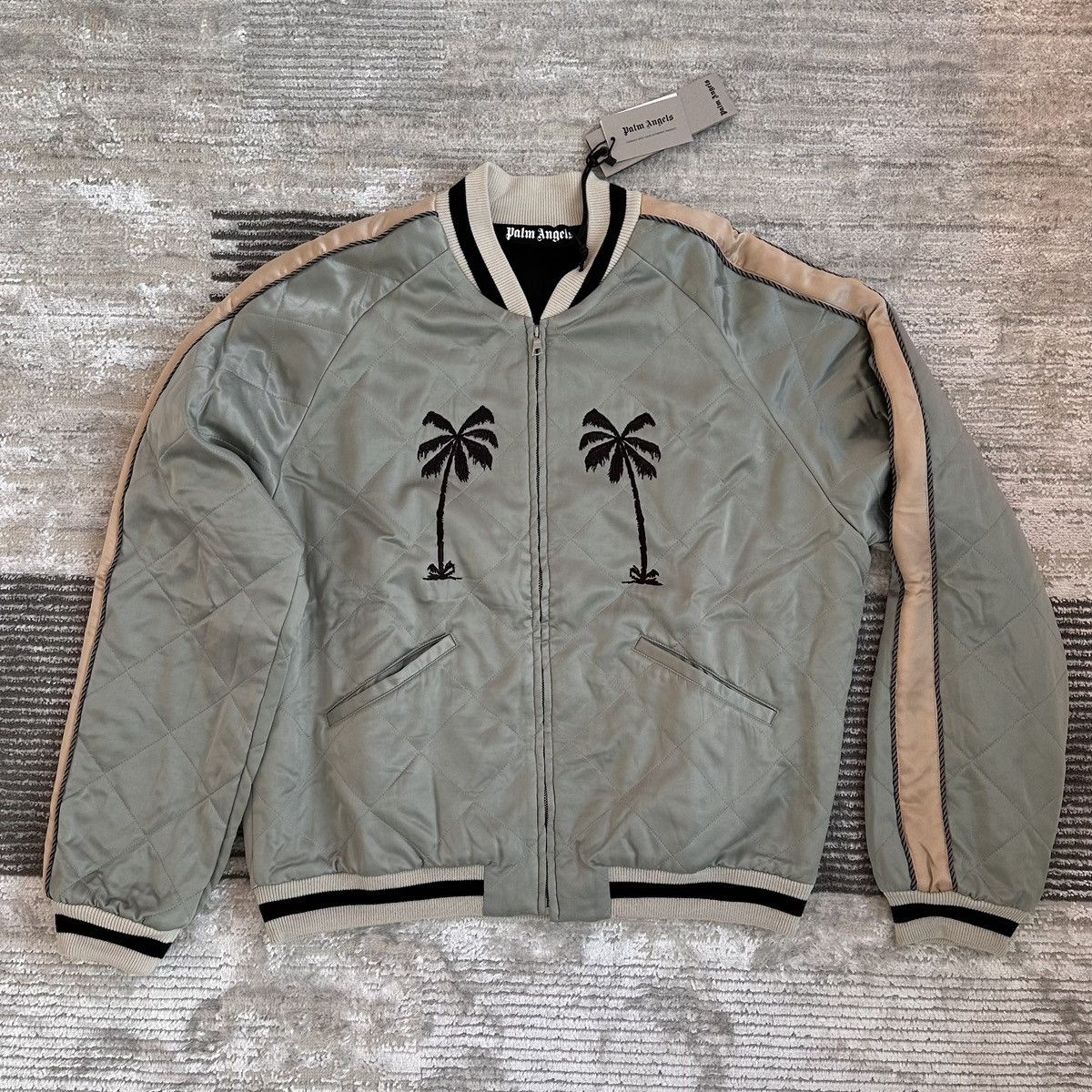 Brand New Palm Angels Life Is Palm Green Bomber JacketSize L