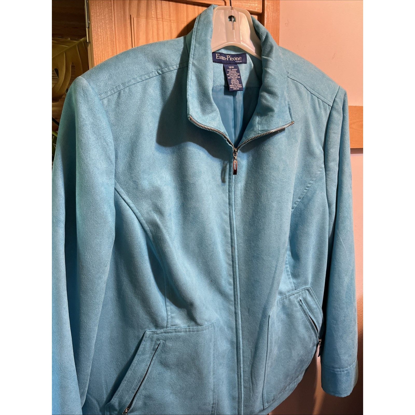 Evan Picone Evan Picone WOMEN’s Size 18 Full Zip Faux Suede Blue Jacket Size XXL / US 16-18 / IT 52-54 - 2 Thumbnail