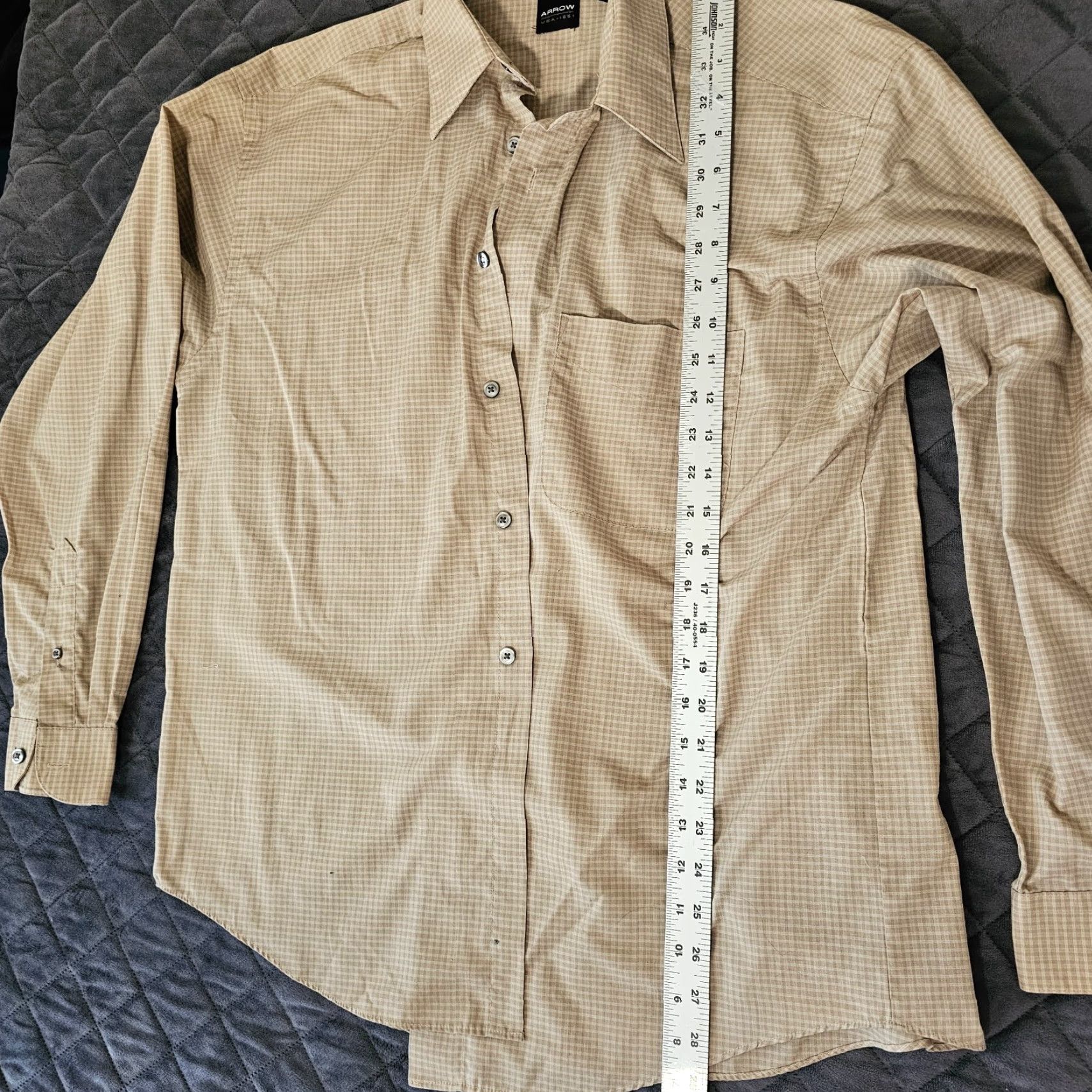 Arrow Arrow Button-Up Shirt Men M Brown Check Long Sleeve with Pocket Casual Size US M / EU 48-50 / 2 - 4 Thumbnail