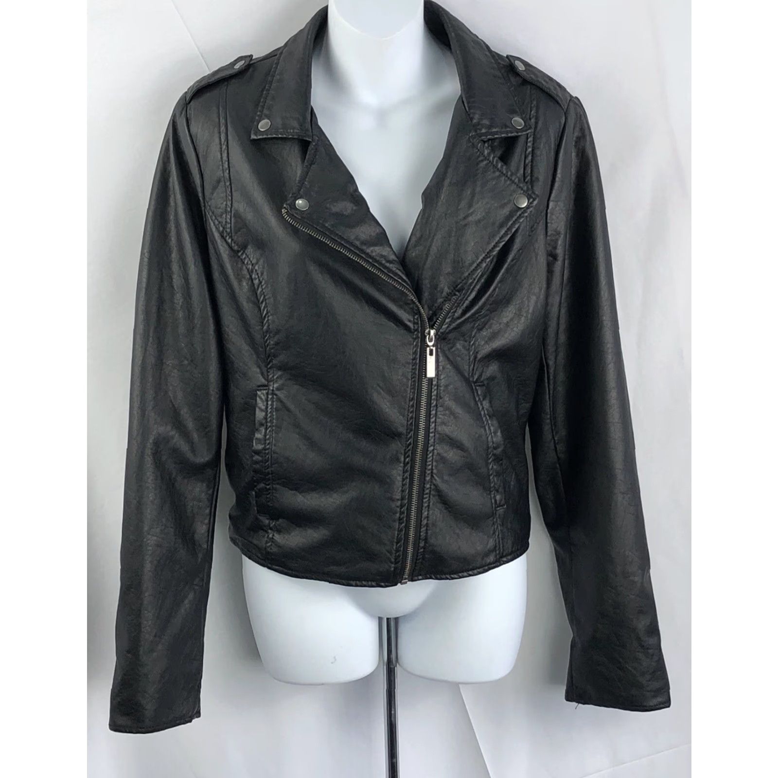 Vintage Arizona Motorcycle Jacket L Black Faux Leather Arizona Brand Women's Short Sleeve? Size L / US 10 / IT 46 - 6 Thumbnail