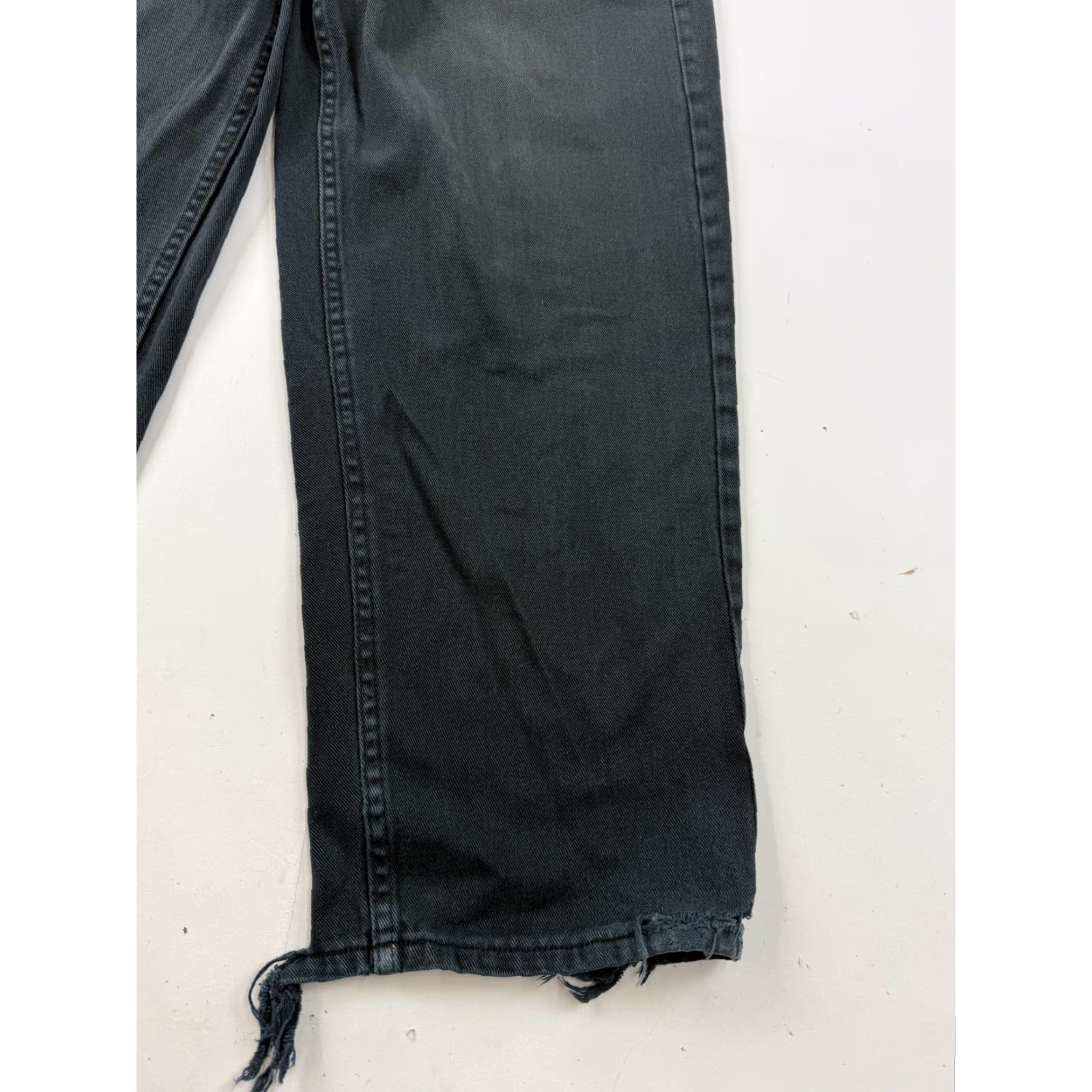 Denime Gromer Jeans Mens 32x30 Black Wide-Leg Relaxed Fit Distressed Denim Dark Wash Size US 32 / EU 48 - 2 Thumbnail