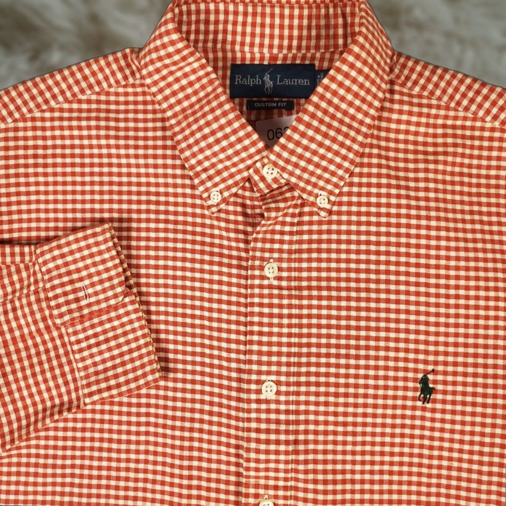 Ralph Lauren Ralph Lauren Shirt Men XL Red Orange Check Regular Fit Pony Button-Front Cotton Long Sleeve Mens Size US XL / EU 56 / 4 - 1 Thumbnail