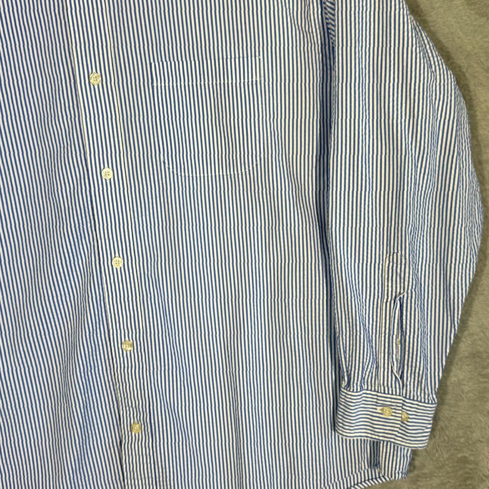 Brooks Brothers VINTAGE Brooks Brothers 1818 Dress Shirt Mens XL Button-Down Cotton Blue White Stripe Shirt Mens XL Blue White Stripe Size 46R - 5 Thumbnail