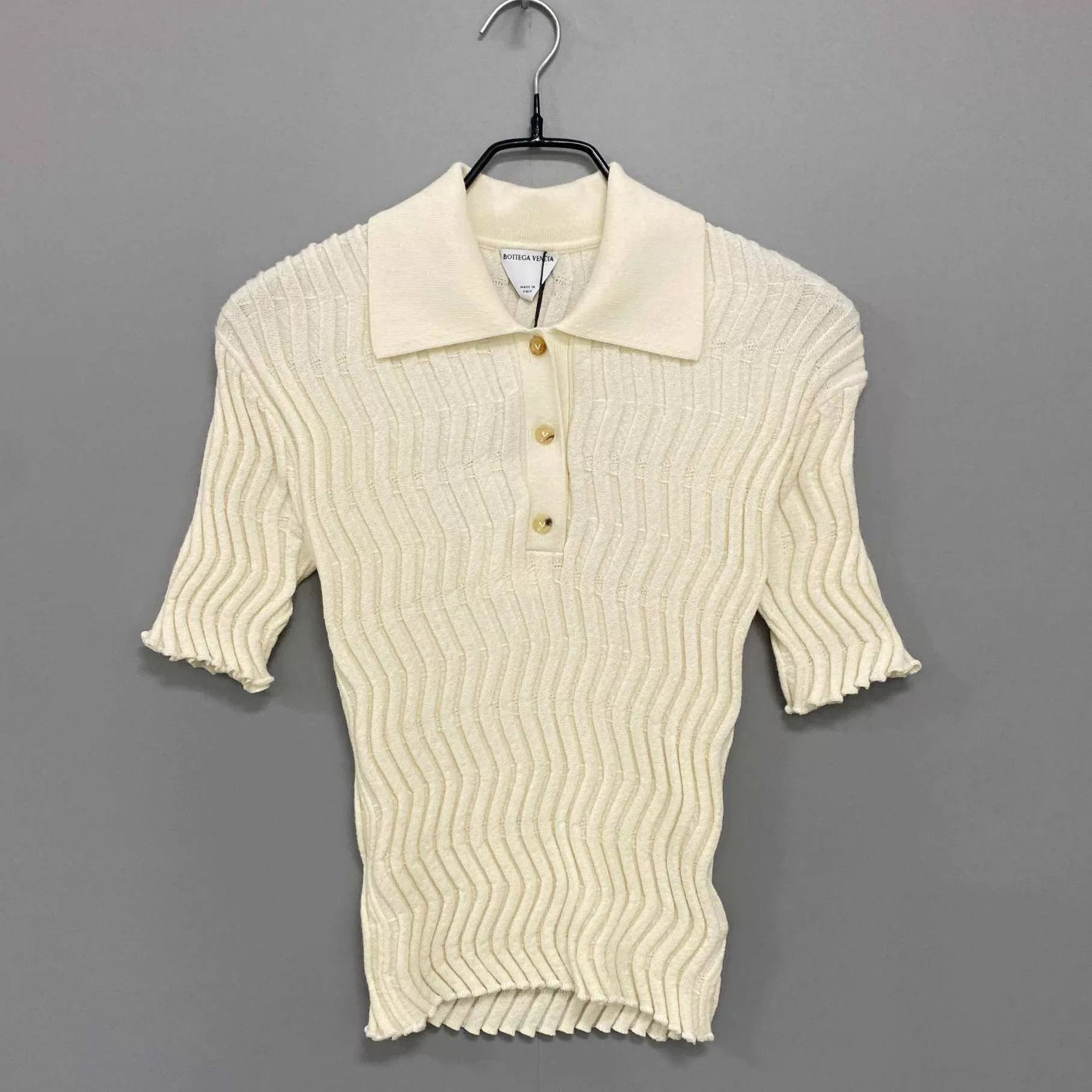 Bottega Veneta BV Beige Knit Short Sleeve Size S 99 New Size S / US 4 / IT 40 - 1 Thumbnail