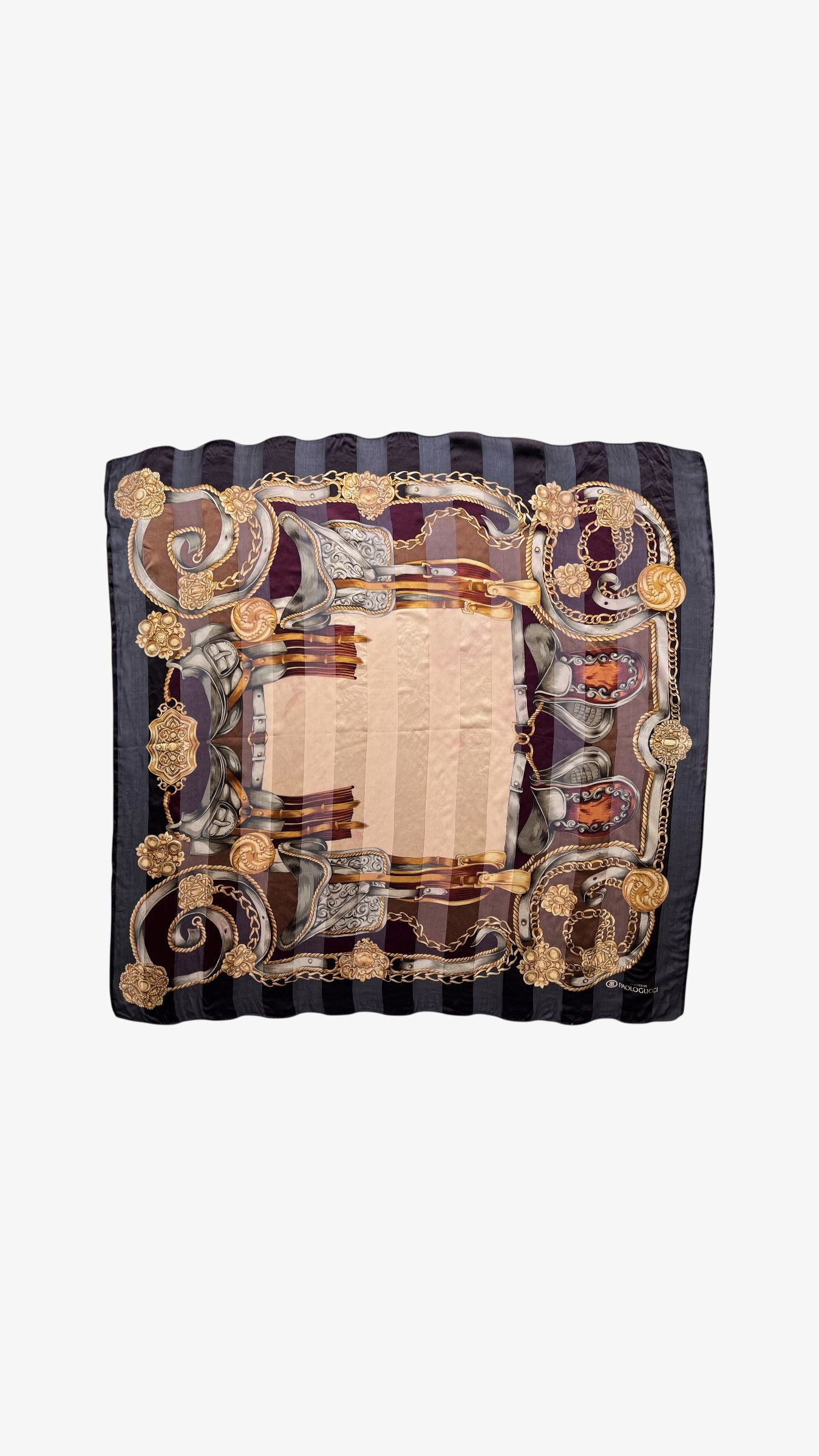 Paolo Gucci Vintage 80s Paolo Gucci Equestrian Saddle Print Silk Scarf Size ONE SIZE - 1 Thumbnail