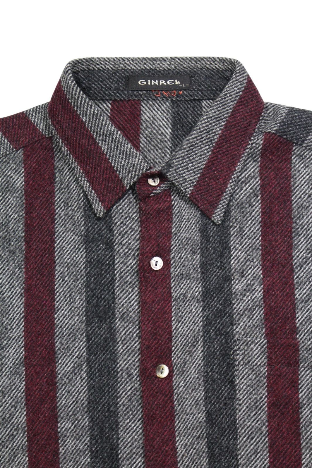 Vintage 1990S GINREI WOOL BLEND STRIPED SHIRT Size US L / EU 52-54 / 3 - 5 Thumbnail