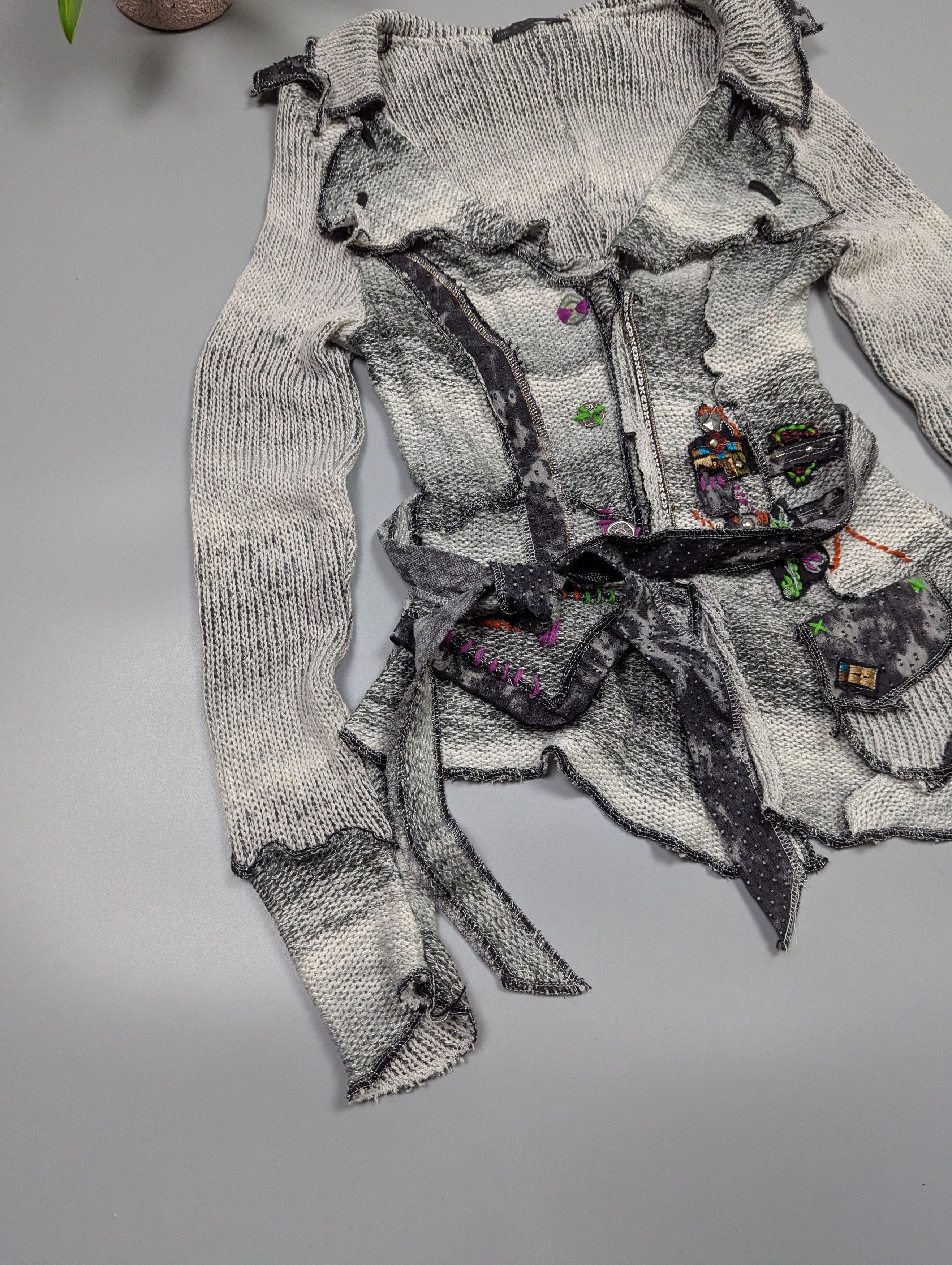 Japanese Brand Rare Julu Christine Deconstructed Knit Cardigan Patchwork Size M / US 6-8 / IT 42-44 - 4 Thumbnail