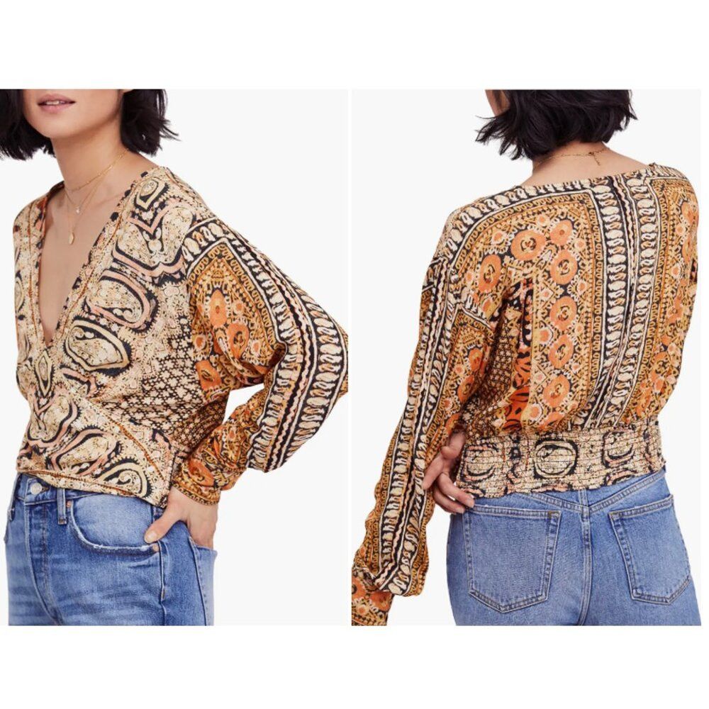 Free People Free People Wild & Free Black Combo Blouse Size S Size S / US 4 / IT 40 - 1 Thumbnail