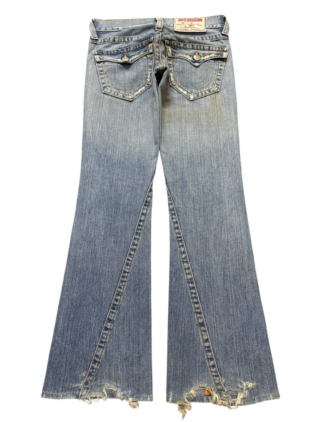 True Religion Vintage 90s True Religion Light Blue Faded Spiral Leg Flared Size US 29 - 2 Thumbnail