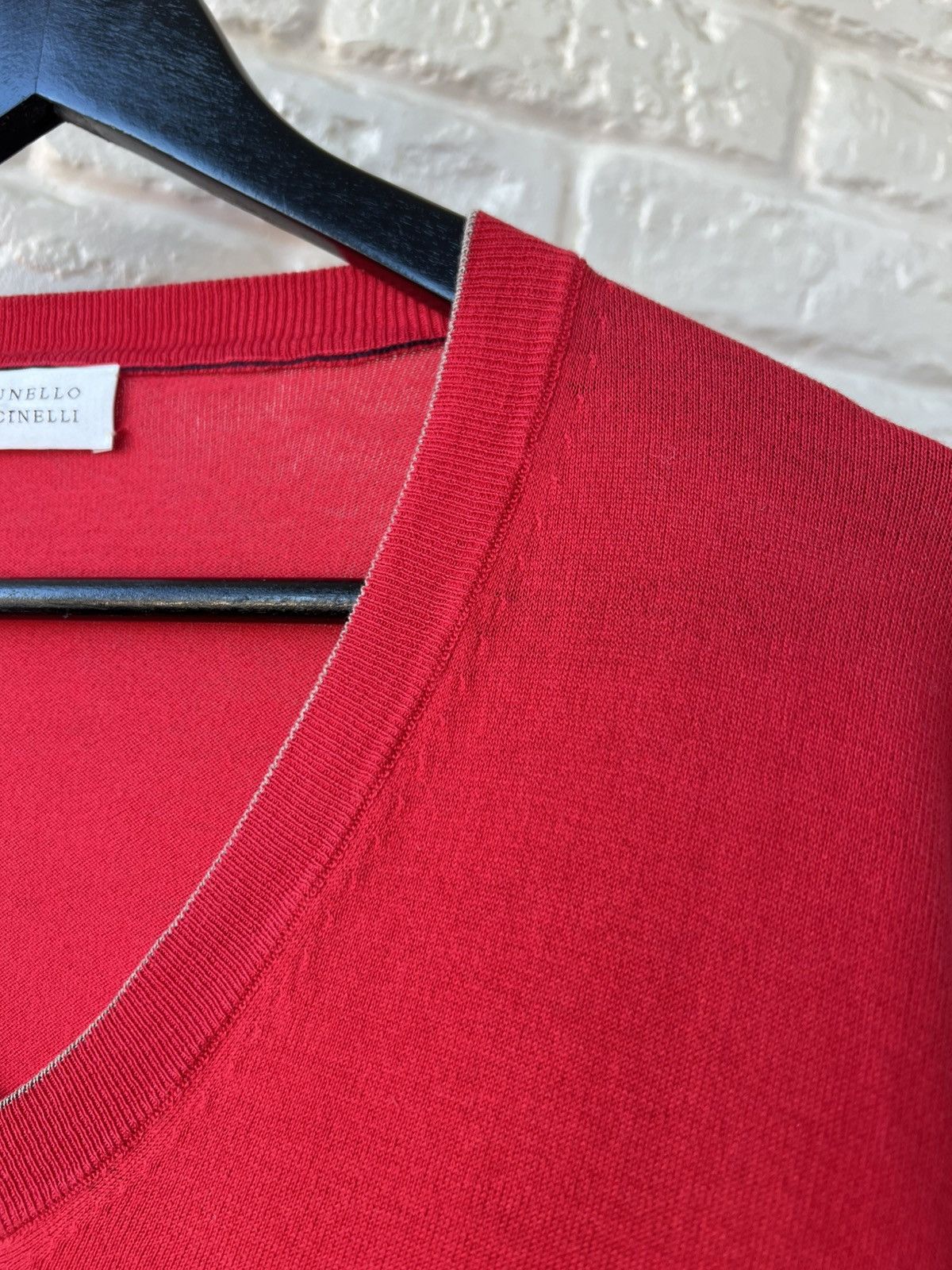 Brunello Cucinelli Brunello Cucinelli Red Knit Soft Cotton Sweater Jumper Size US XL / EU 56 / 4 - 3 Thumbnail