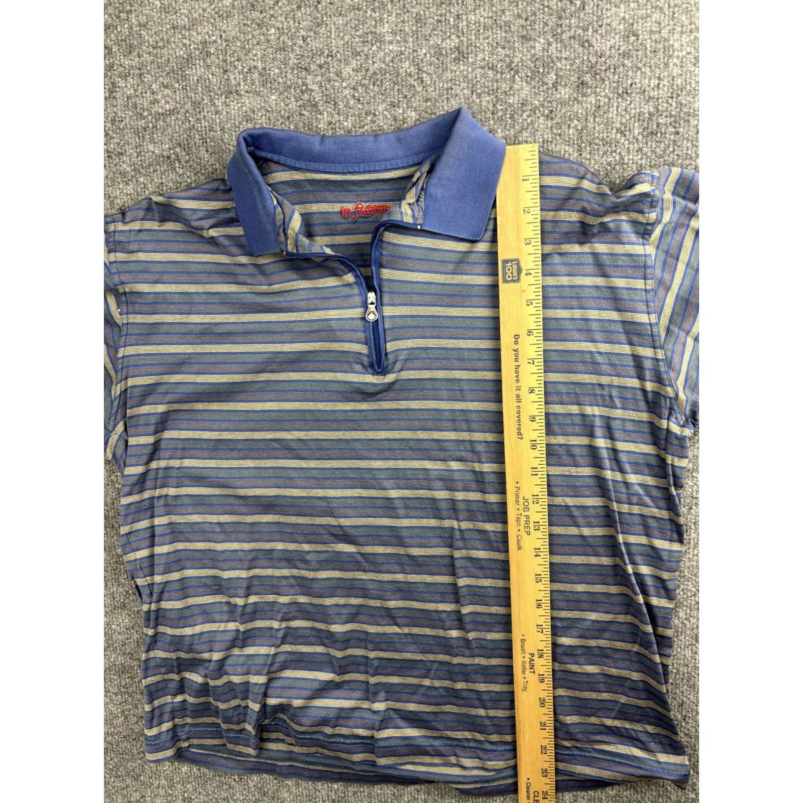 Vintage in fiamme Polo Shirt Mens M Blue Yellow Striped 1/4 Zip Made Italy Cotton Short Sleeve Size US M / EU 48-50 / 2 - 4 Thumbnail