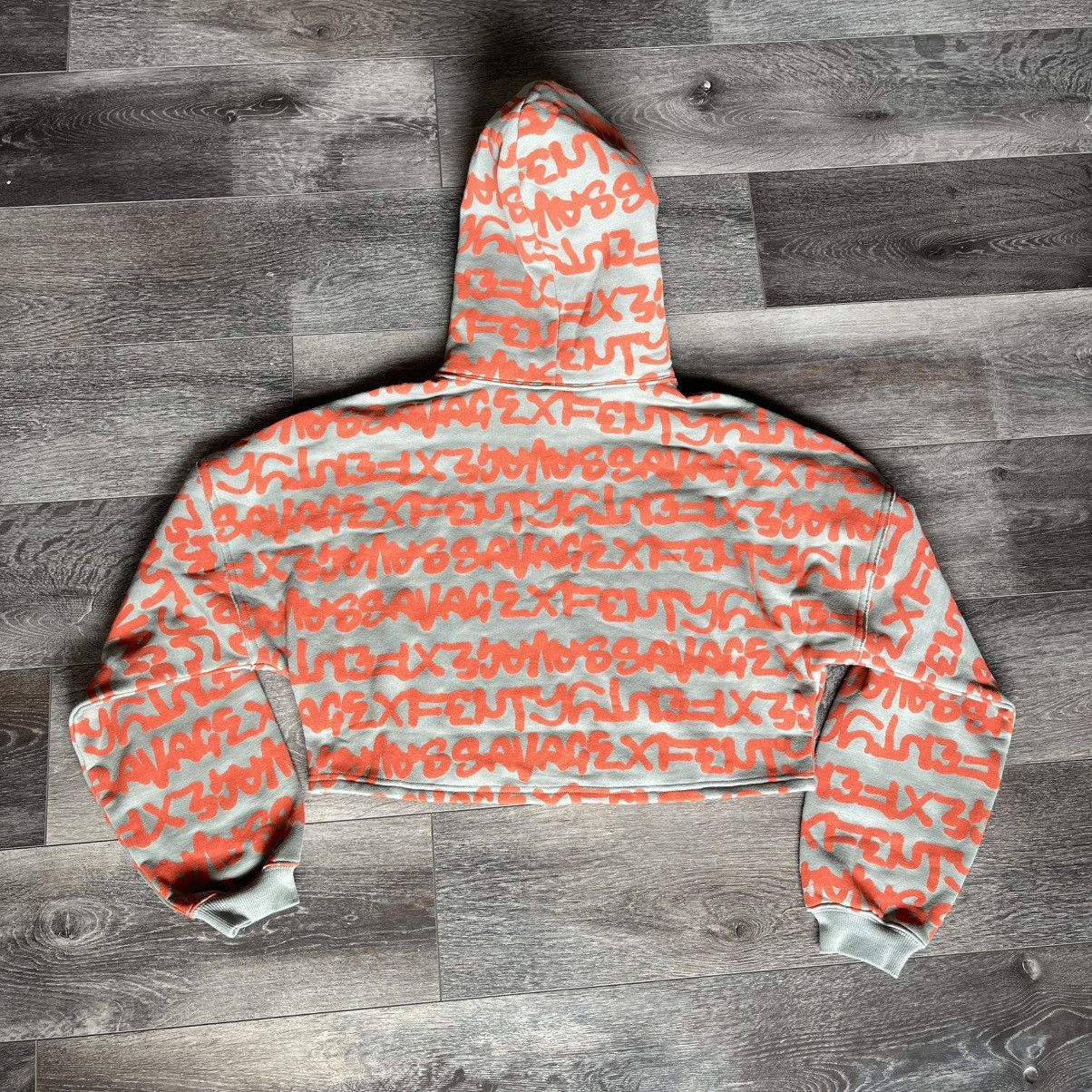 Fenty New Savage x Fenty Forest Grey Essential Cropped Hoodie Size S / US 4 / IT 40 - 2 Thumbnail