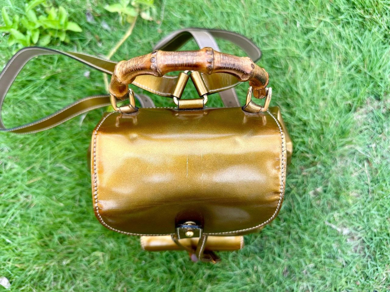 Gucci Authentic Gucci Bamboo Patent Leather Mini Backpack Size ONE SIZE - 6 Thumbnail
