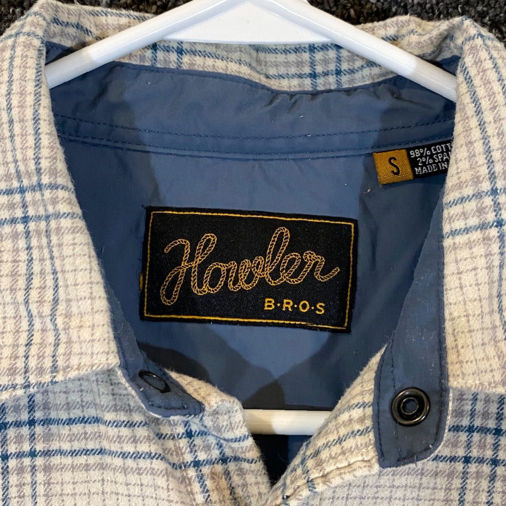 Howler Brothers Howler Brothers Shirt Mens S Gray Blue Plaid Snap Flannel Button Up Long Sleeve Size US S / EU 44-46 / 1 - 2 Thumbnail
