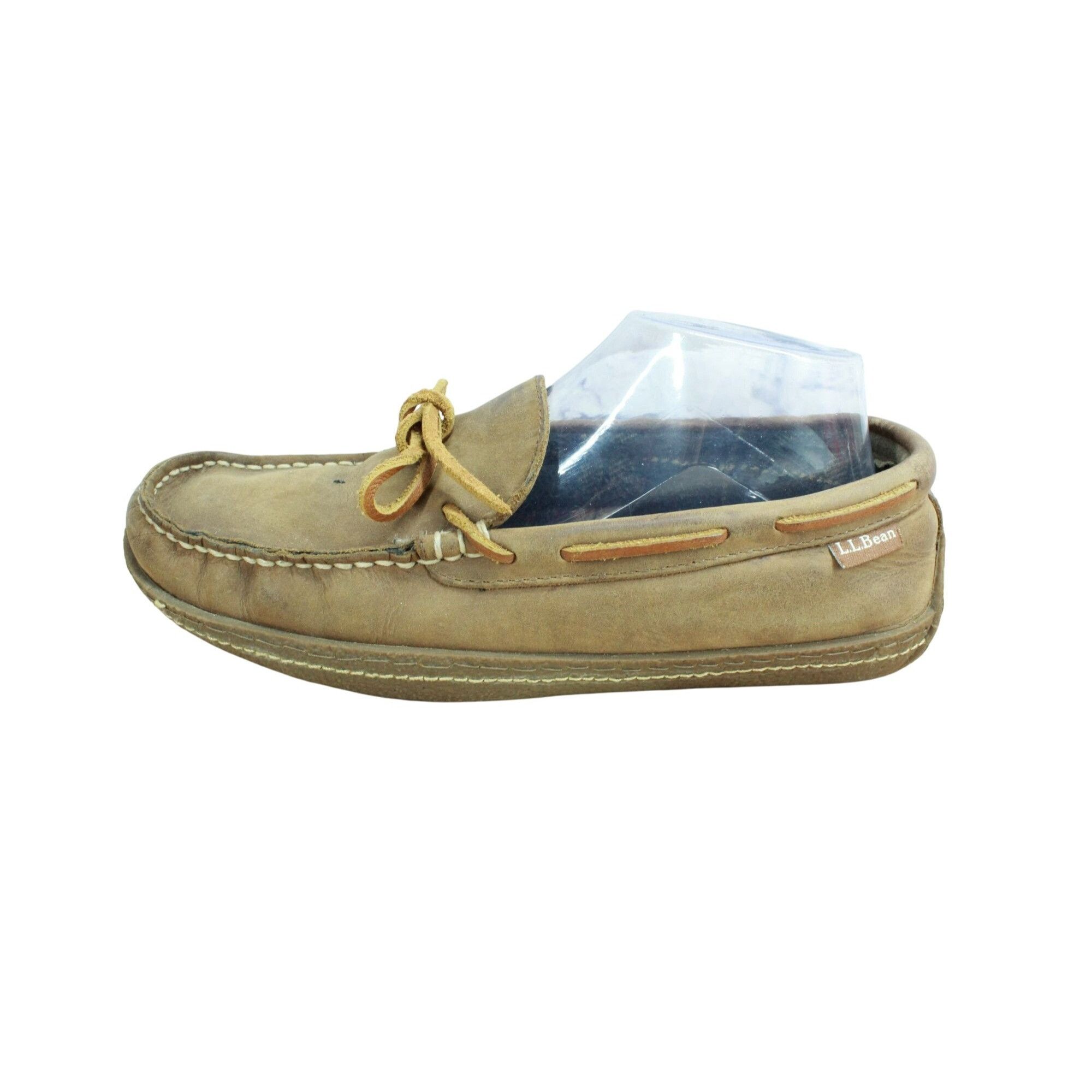 L.L. Bean LL Bean Men's Brown Leather Flannel Lined Crepe Slippers Size US 7 / EU 40 - 1 Thumbnail
