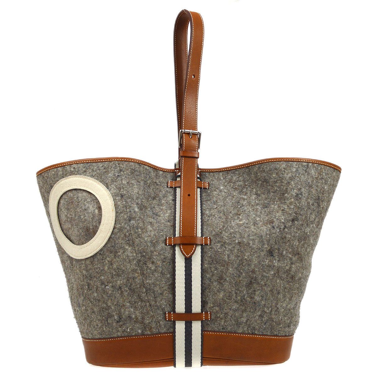 image of Hermes 2008 Sac Camail Gray Brown Felt Barenia 86547 in Black, Women's