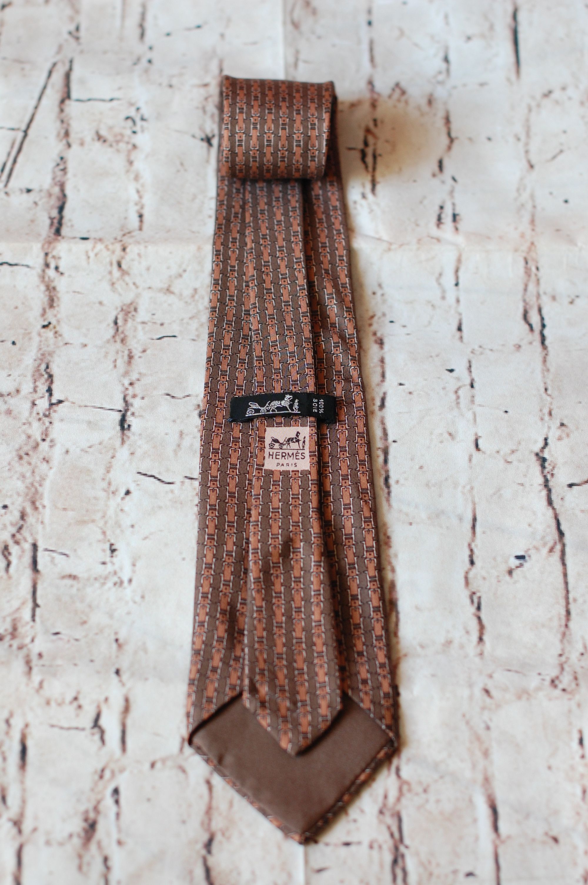 Hermes Vintage HERMES Silk NECKTIE 722 FA Equestrian Belt Letter H Size ONE SIZE - 6 Thumbnail