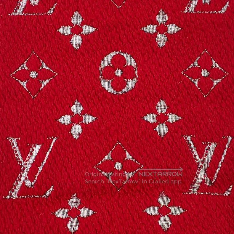 Louis Vuitton Louis Vuitton Red logo old flower full print wool fringe s Size ONE SIZE - 2 Thumbnail