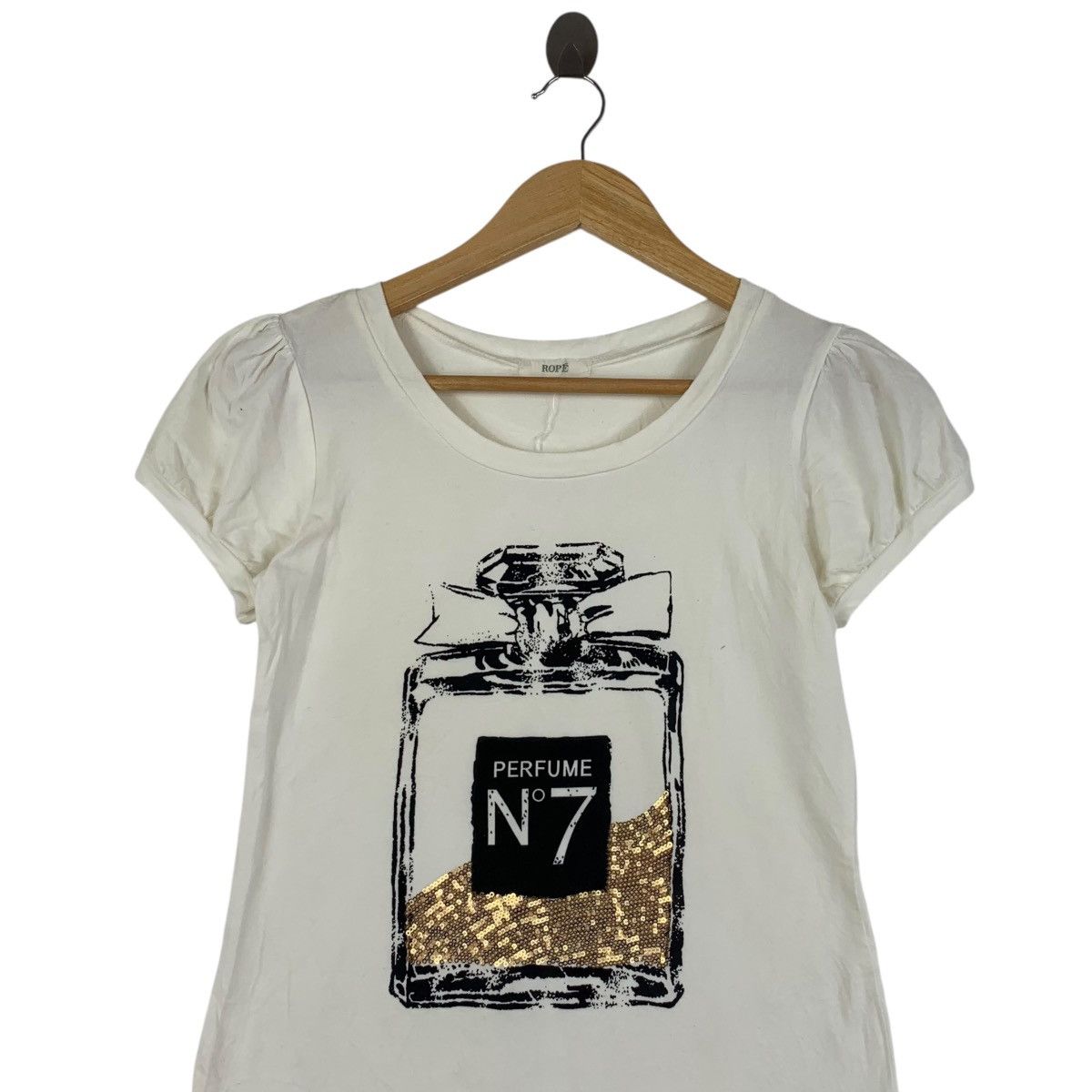 Vintage Vintage ROPE JAPAN PERFUME NO 7 Glitter Blouse Tee Shirt Size M / US 6-8 / IT 42-44 - 2 Thumbnail