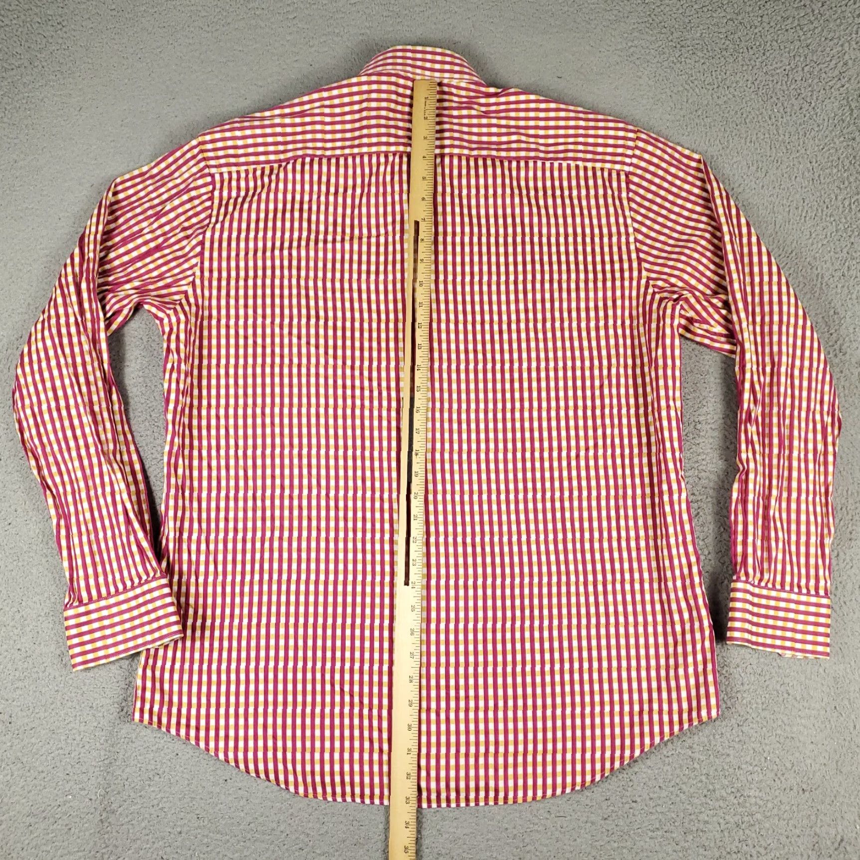 BUGATCHI Bugatchi Uomo Shirt Mens 2XL Red Yellow Check Classic Fit Button Up Long Sleeve Size US XXL / EU 58 / 5 - 3 Thumbnail