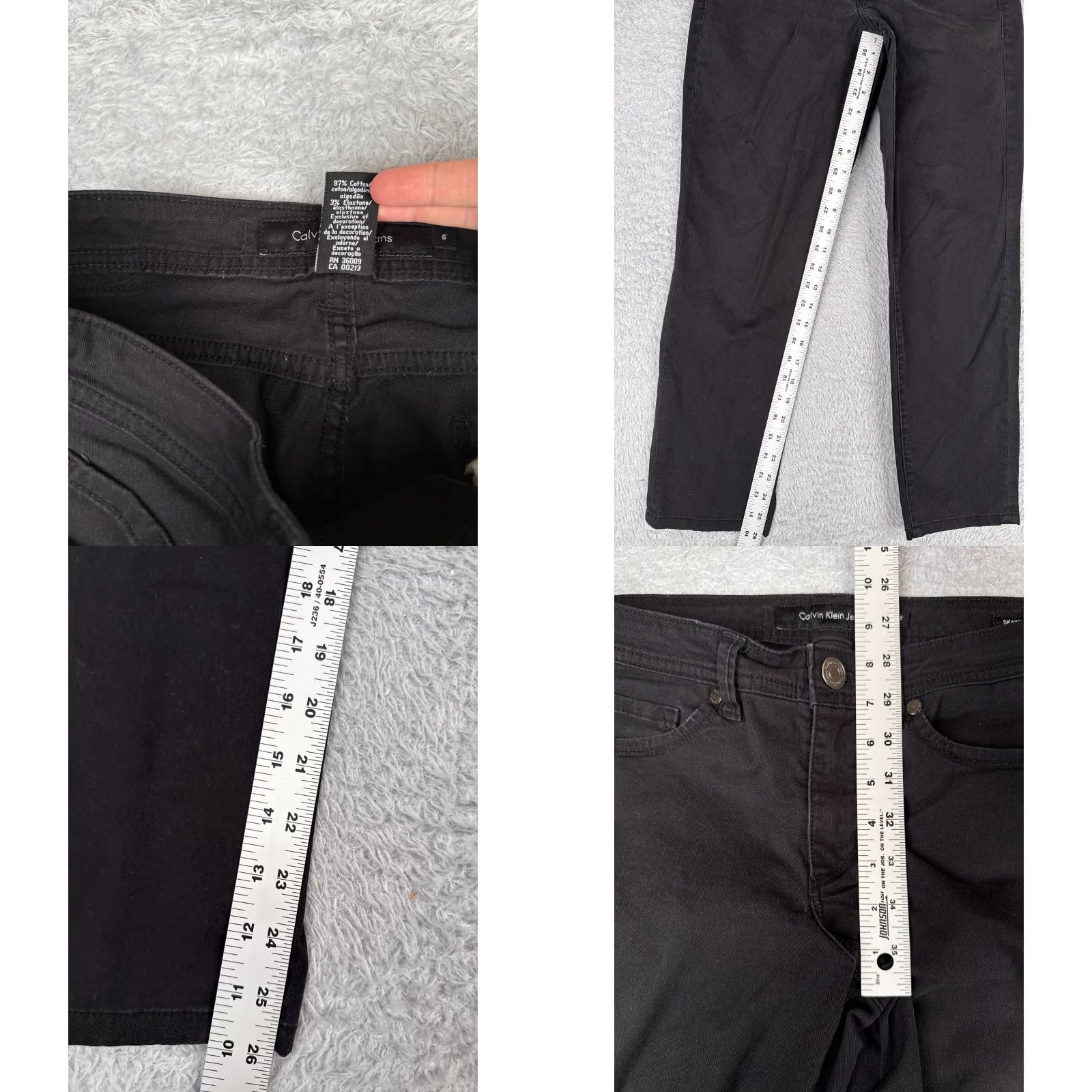 Calvin Klein VINTAGE Calvin Klein Women Skinny Jeans 6 Black Denim Mid Rise Stretch Cotton 29x26 Size 28" / US 6 / IT 42 - 8 Thumbnail
