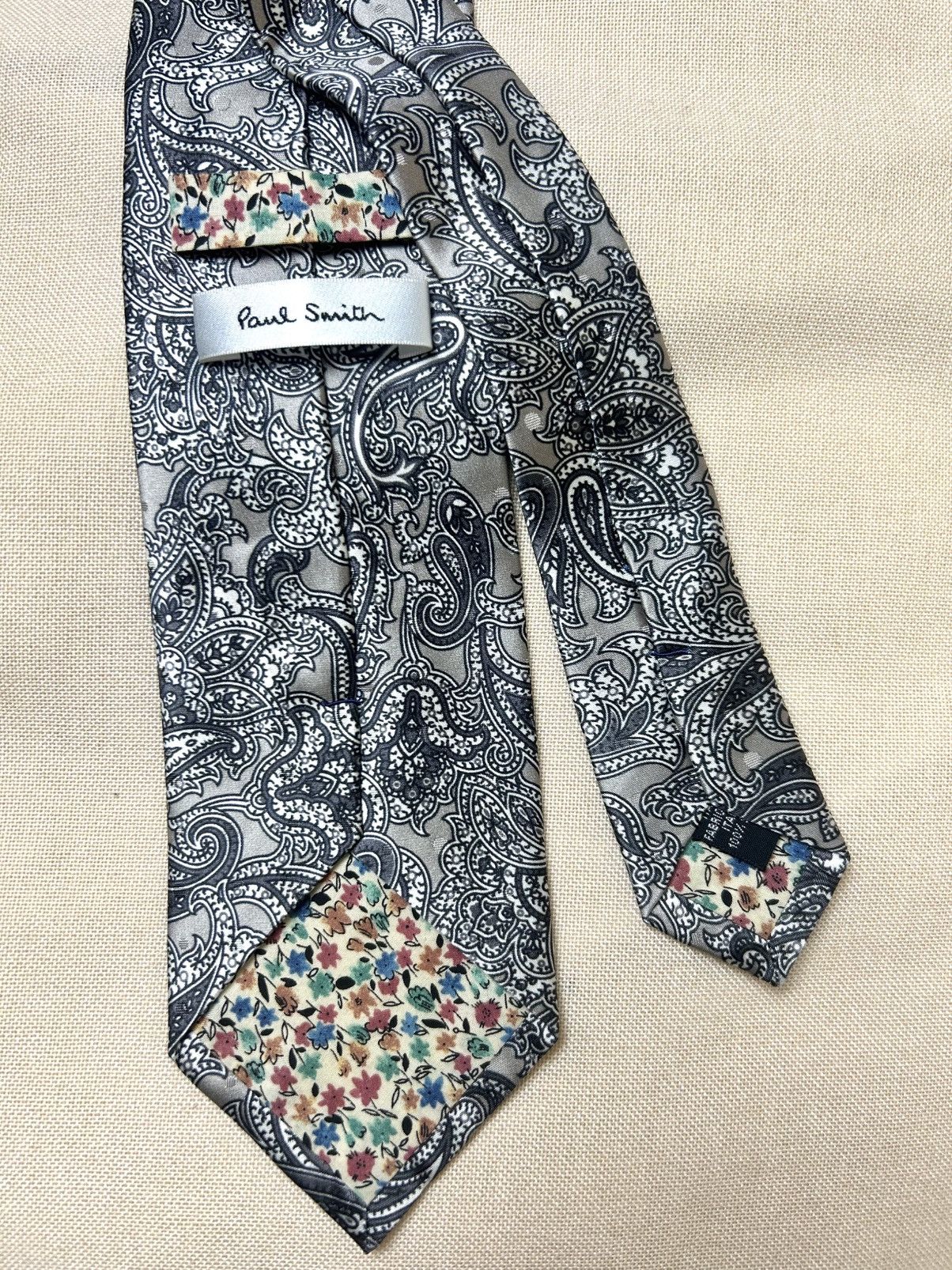 Paul Smith Paul Smith silver jacquard paisley Silk Mens Tie Size ONE SIZE - 4 Thumbnail
