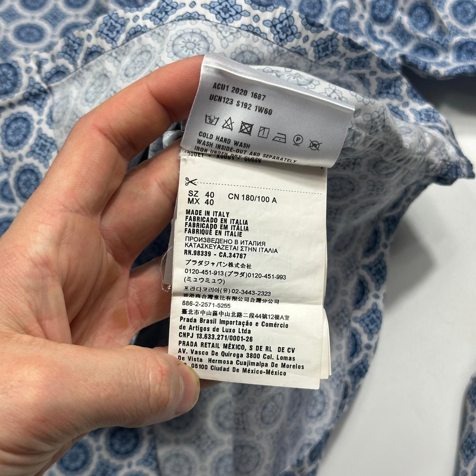 Prada Prada 2020 Persian Geometric Print Boxy Cotton Logo Shirt ML Size US M / EU 48-50 / 2 - 7 Thumbnail