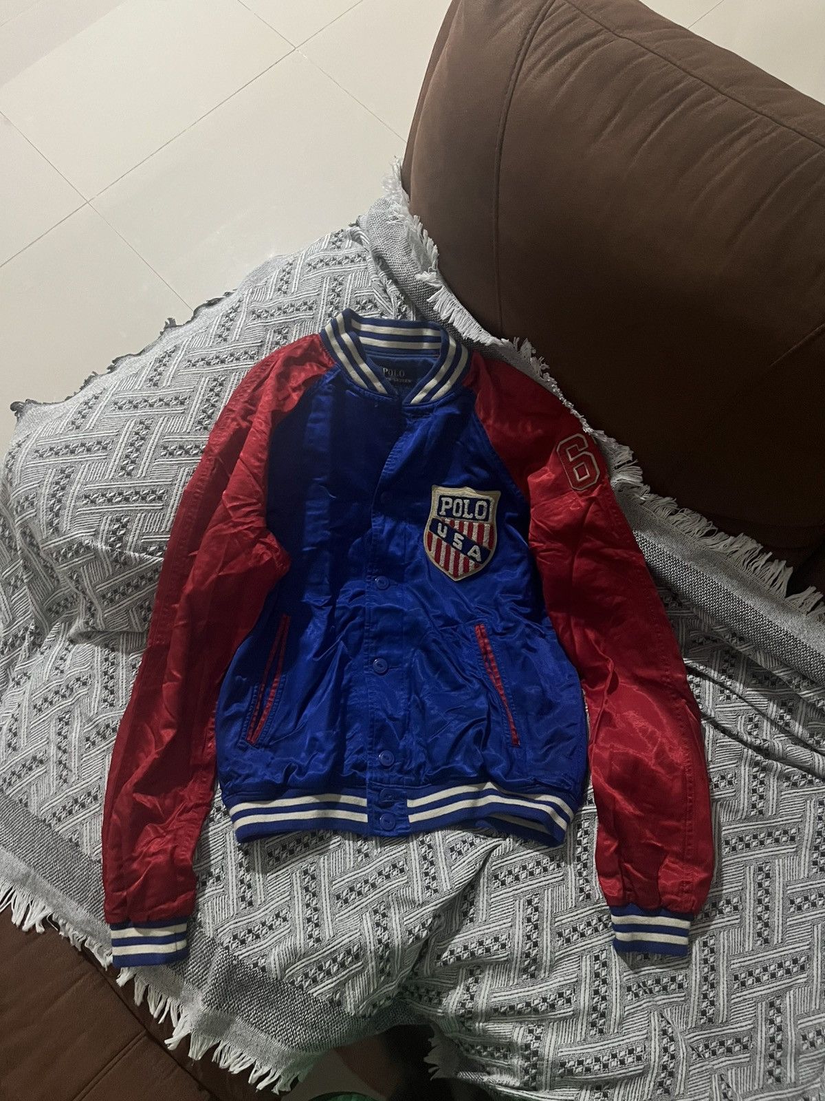 Polo Ralph Lauren RARE Polo Ralph Lauren USA Satin Bomber - Production Sample Size US M / EU 48-50 / 2 - 1 Thumbnail