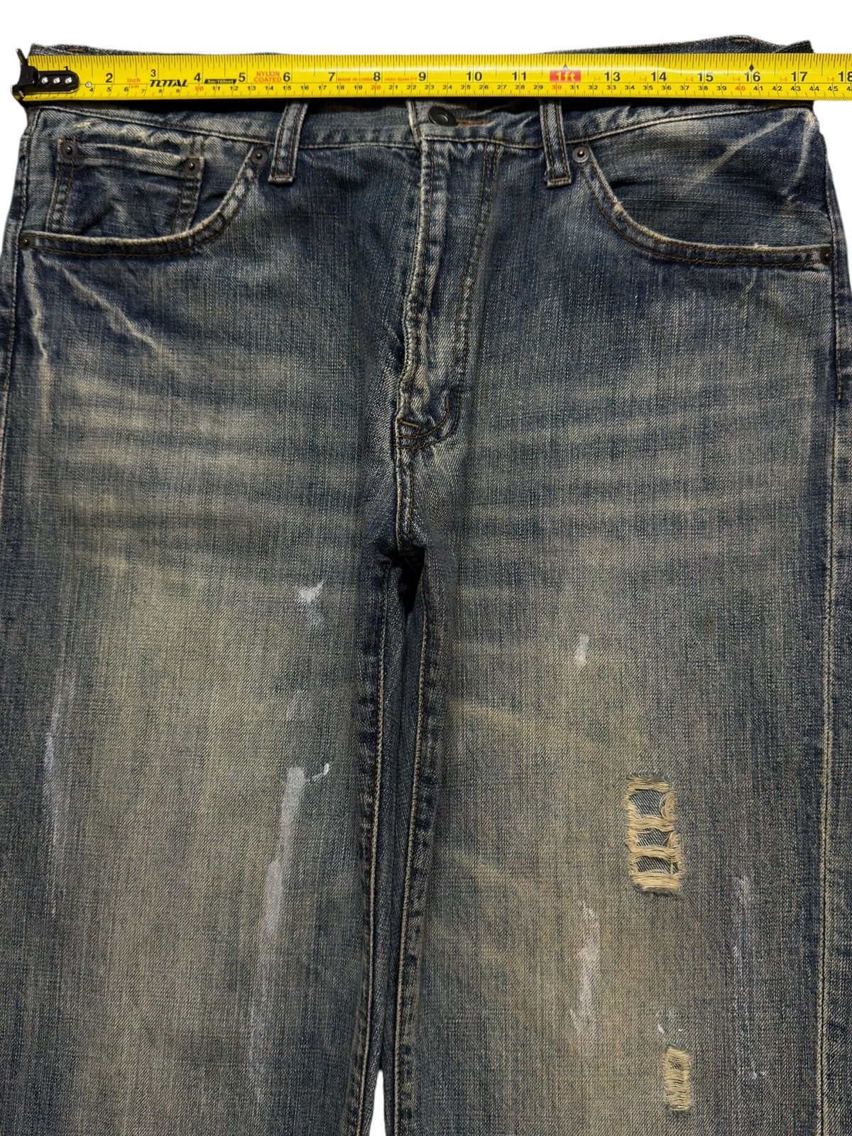 14th Addiction Vintage Y2K Japanese Brand Blue Mud Wash Whiskers Wide Leg Size US 34 / EU 50 - 9 Thumbnail