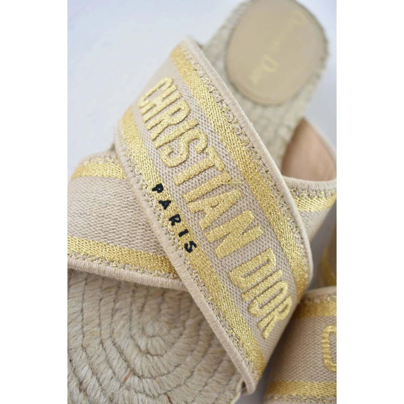 Dior Christian Dior Granville Dway Gold Beige Espadrille Size US 5 / IT 35 - 7 Thumbnail