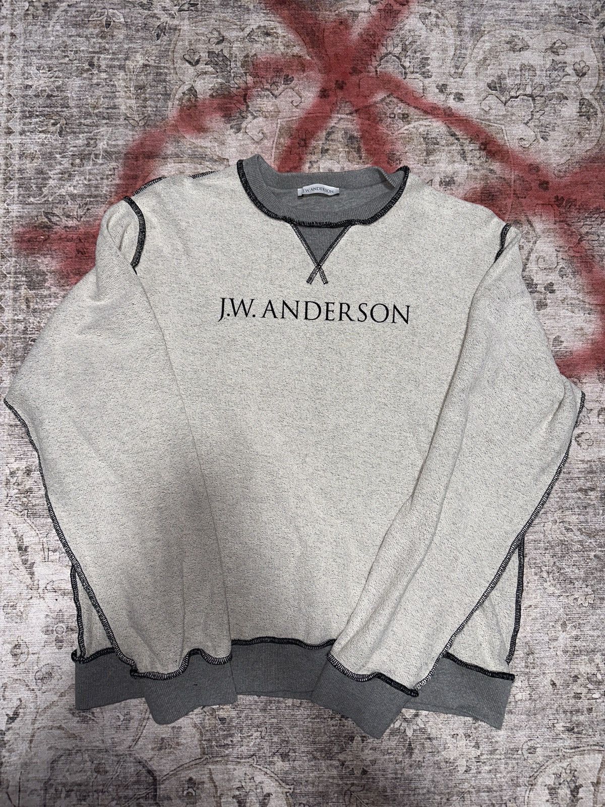 image of J W Anderson Jw Anderson Reverse Logo Sweater in Grey, Men's (Size Large)