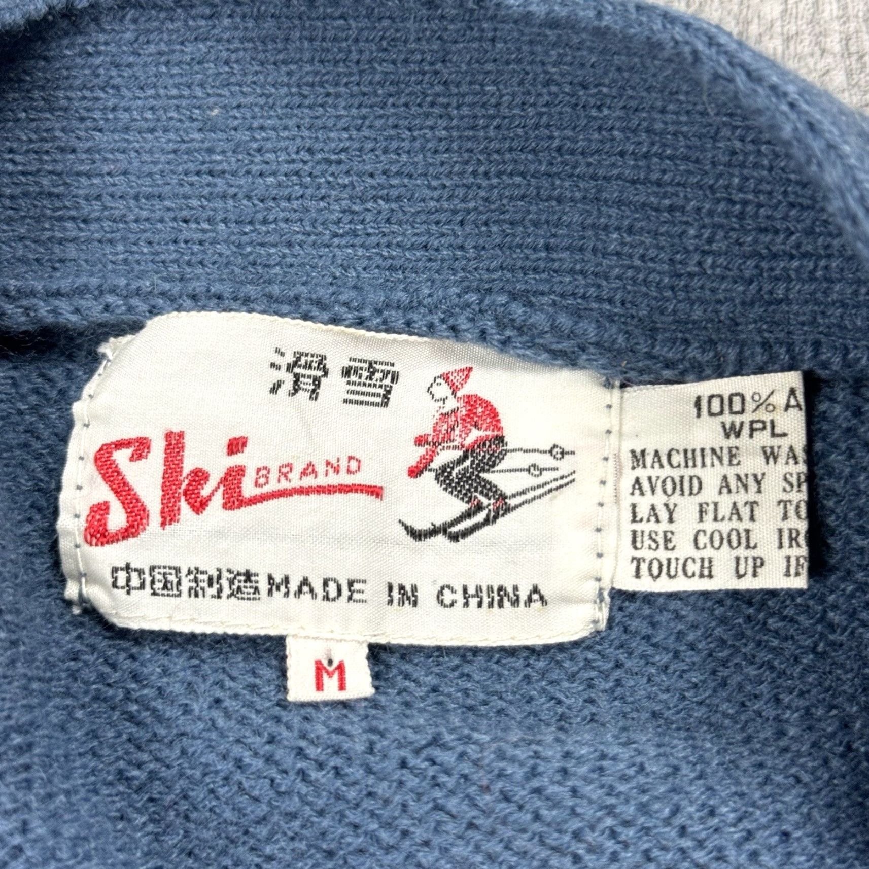 Vintage VINTAGE SKI BRAND CABLE KNIT CARDIGAN SWEATER MENS M ACRYLIC BLUE 70S IVY PREP Size US M / EU 48-50 / 2 - 5 Thumbnail