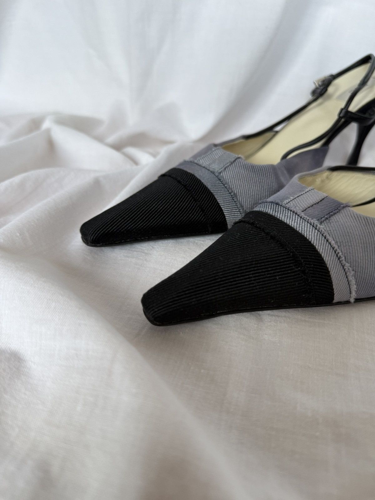 Prada NEW 🚨Prada Vintage Cloth Washed Dyed Black/Blue Mules Size US 8.5 / IT 38.5 - 4 Thumbnail