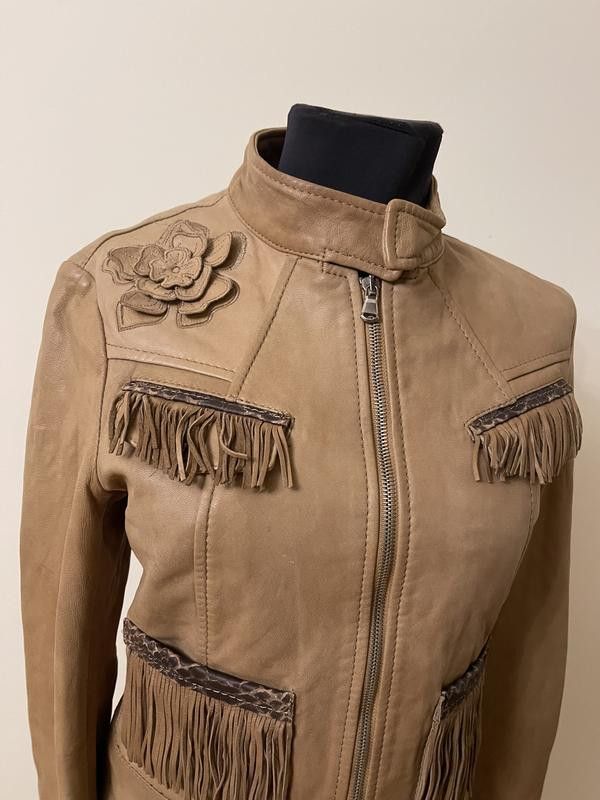 Pinko Tan genuine leather jacket brand PINKO IT sz 40 / sz S Size S / US 4 / IT 40 - 2 Thumbnail