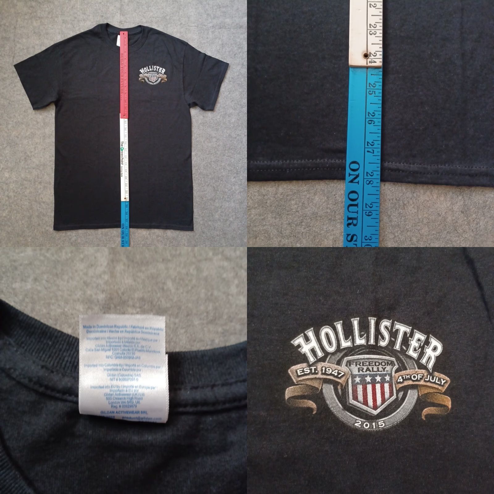 Fruit Of The Loom Hollister Shirt Mens Biker Logo Crew Neck Short Sleeve 2015 Deadstock Gray Medium Shirt Size US M / EU 48-50 / 2 - 8 Thumbnail