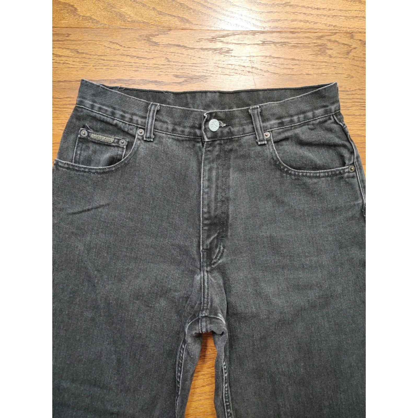 Calvin Klein VINTAGE Calvin Klein USA Made Jeans Mens 30x33 Black Denim 5-Pocket Straight Zip Calv in Easy Fit 80s 90s Retro Designer Size US 30 / EU 46 - 3 Thumbnail