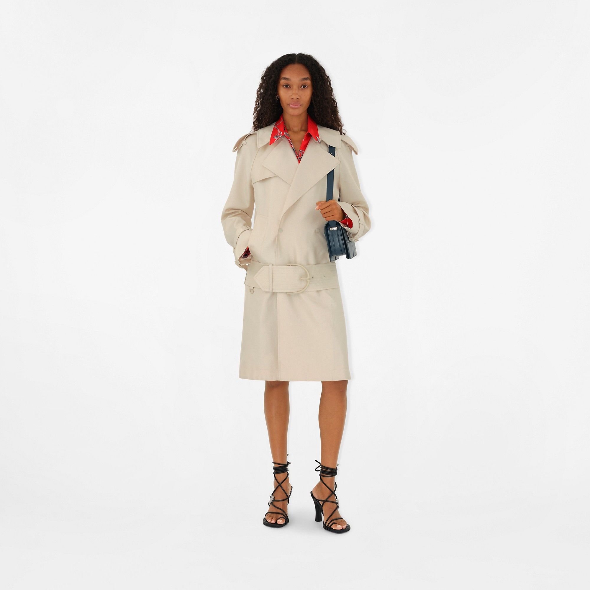 Burberry o1w1db10326 Mid-Length Silk Blend Trench Coat in Beige Size XL / US 12-14 / IT 48-50 - 2 Thumbnail
