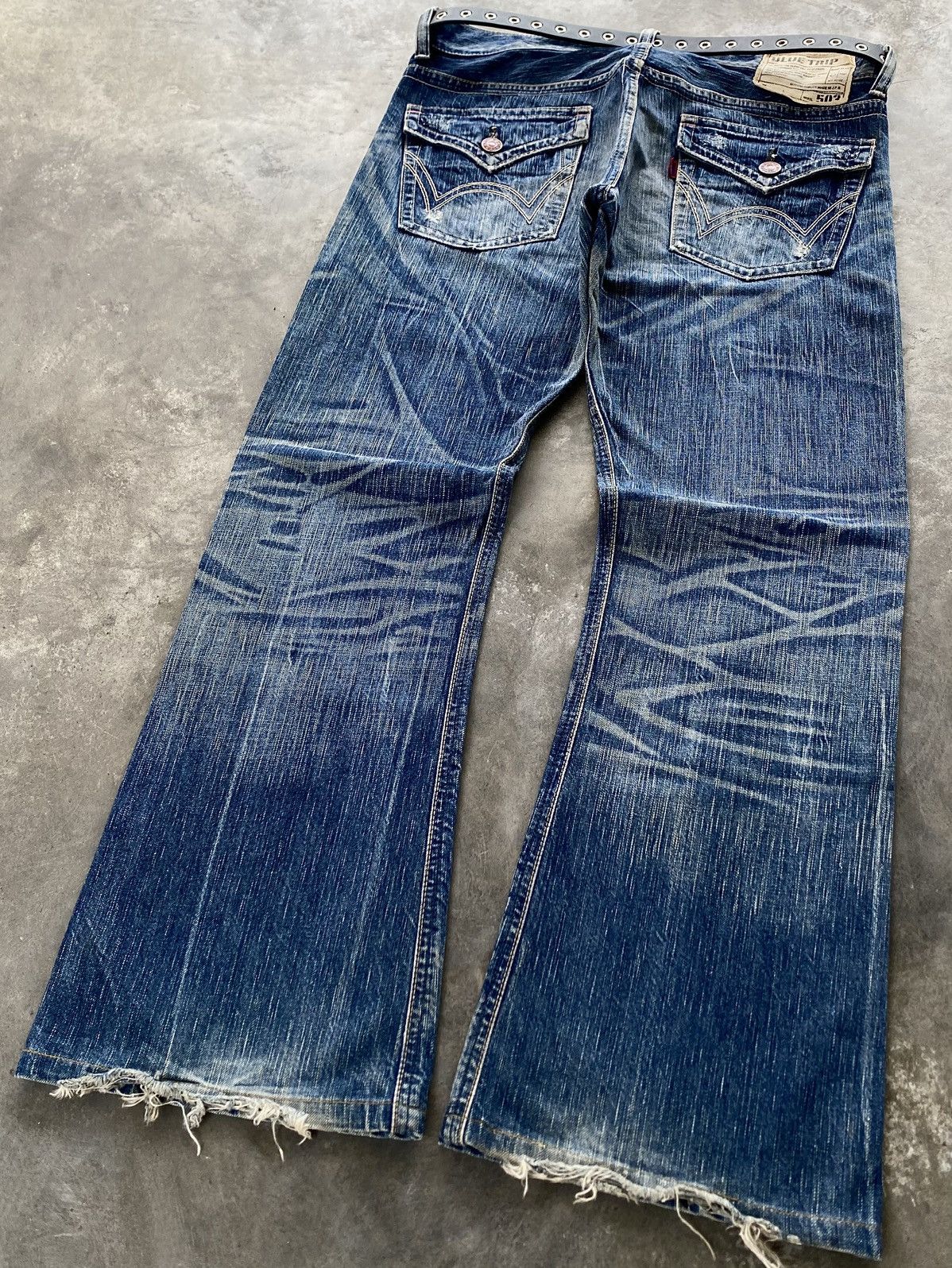 If Six Was Nine Vtg Edwin Jpn Flared Denim Crazy Fade Distressed 🇯🇵 Size US 37 - 10 Thumbnail