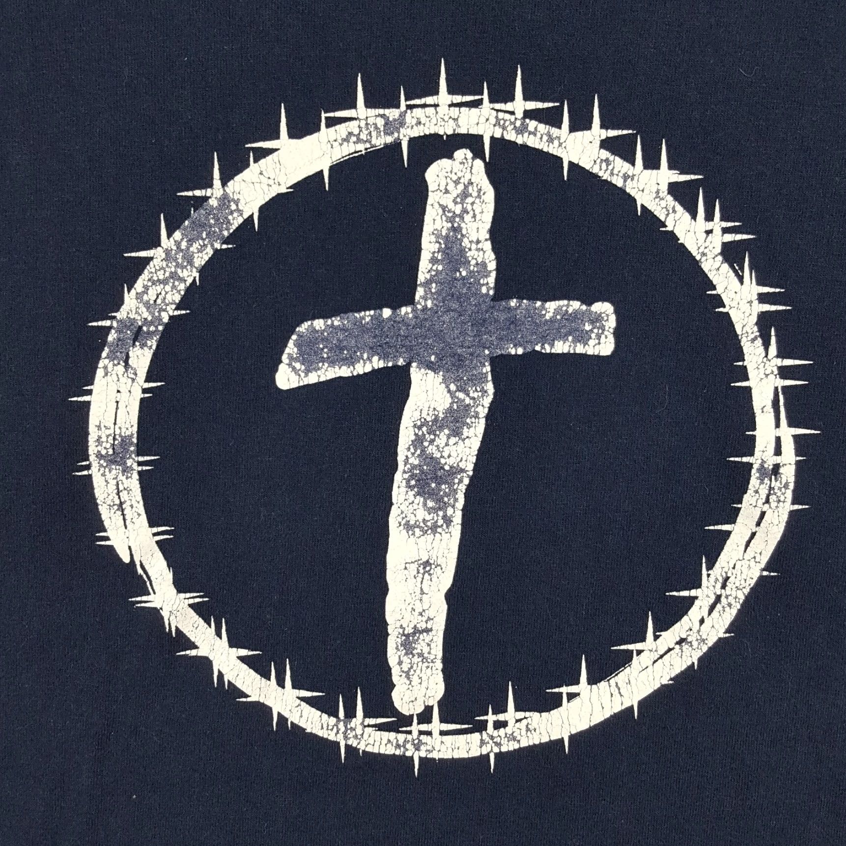 Gildan VINTAGE Gildan Peace Love & Jesus Distressed T-Shirt Men's Medium Navy Blue 90s Retro Casual Short Sleeve Y2K Size US M / EU 48-50 / 2 - 3 Thumbnail